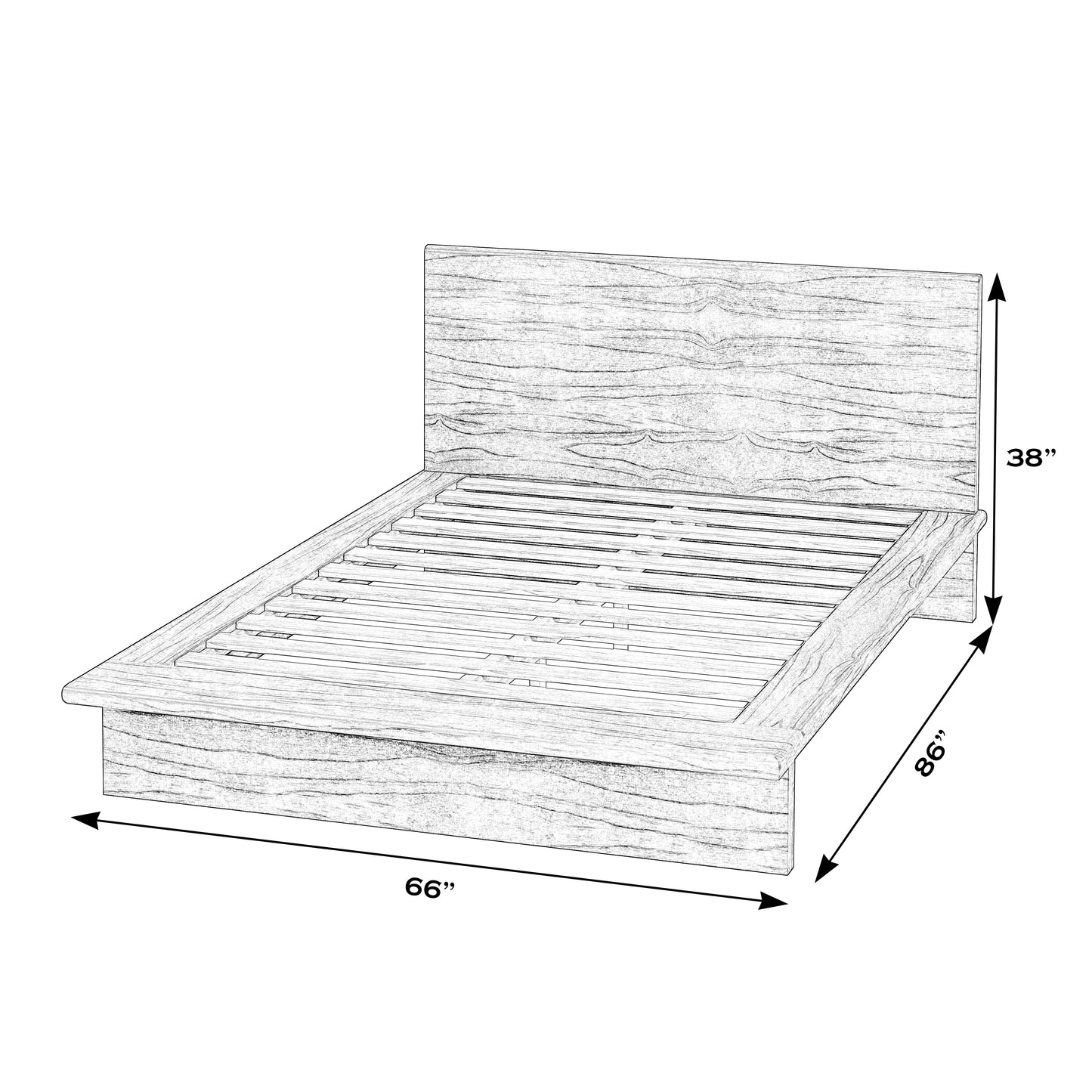 Halmstad Wood Platform Queen Bed in Black  5770432