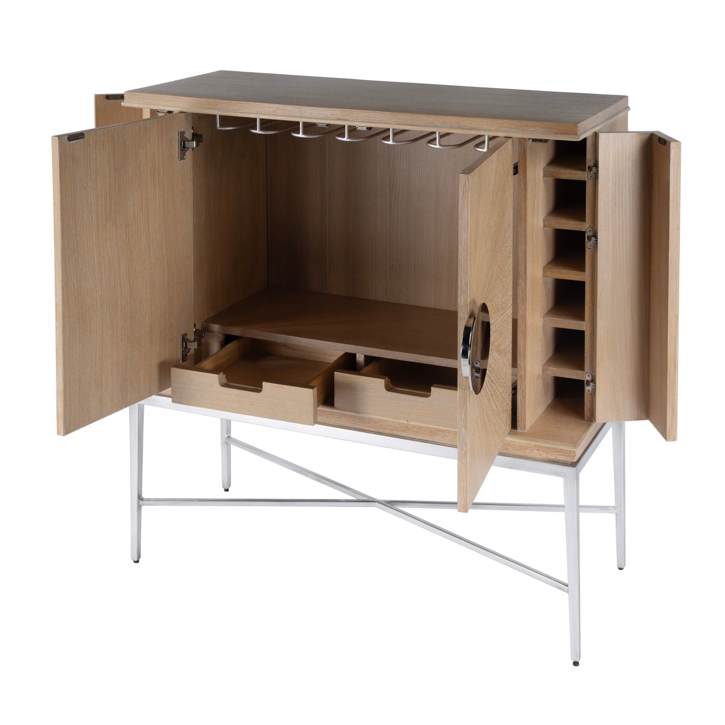 Butler Specialty Company Joanie 40 in. W Rectangular Wood and Metal 2 Door Wine Cabinet, Tan/Beige