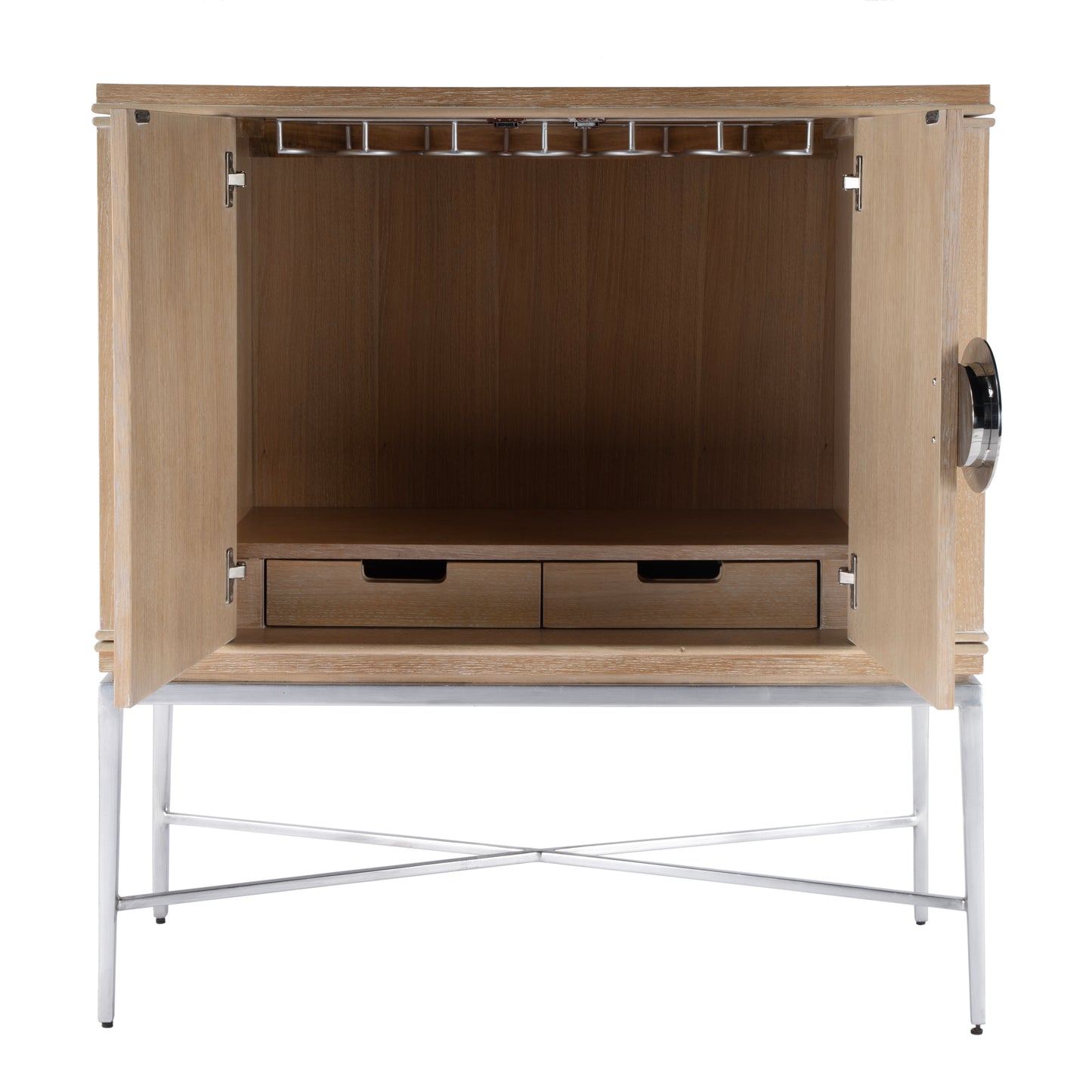 Butler Specialty Company Joanie 40 in. W Rectangular Wood and Metal 2 Door Wine Cabinet, Tan/Beige