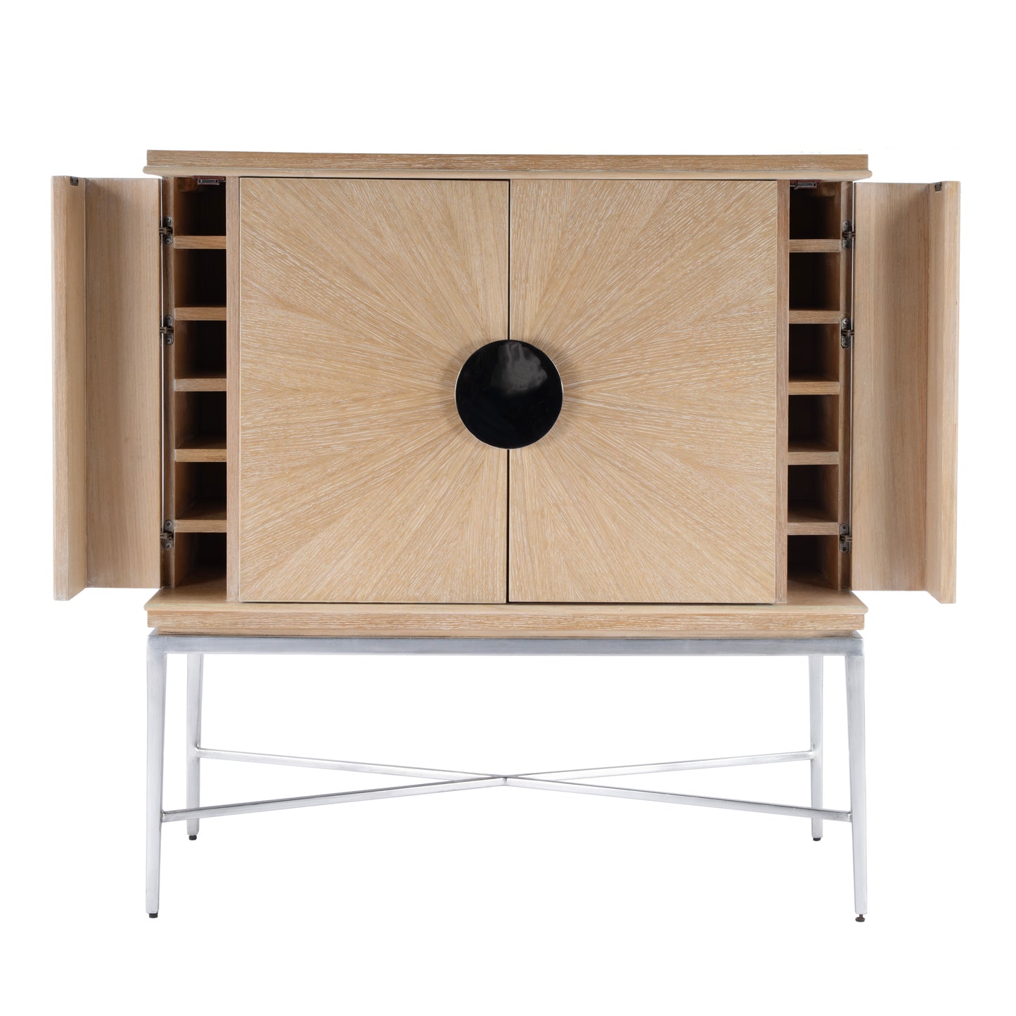 Butler Specialty Company Joanie 40 in. W Rectangular Wood and Metal 2 Door Wine Cabinet, Tan/Beige