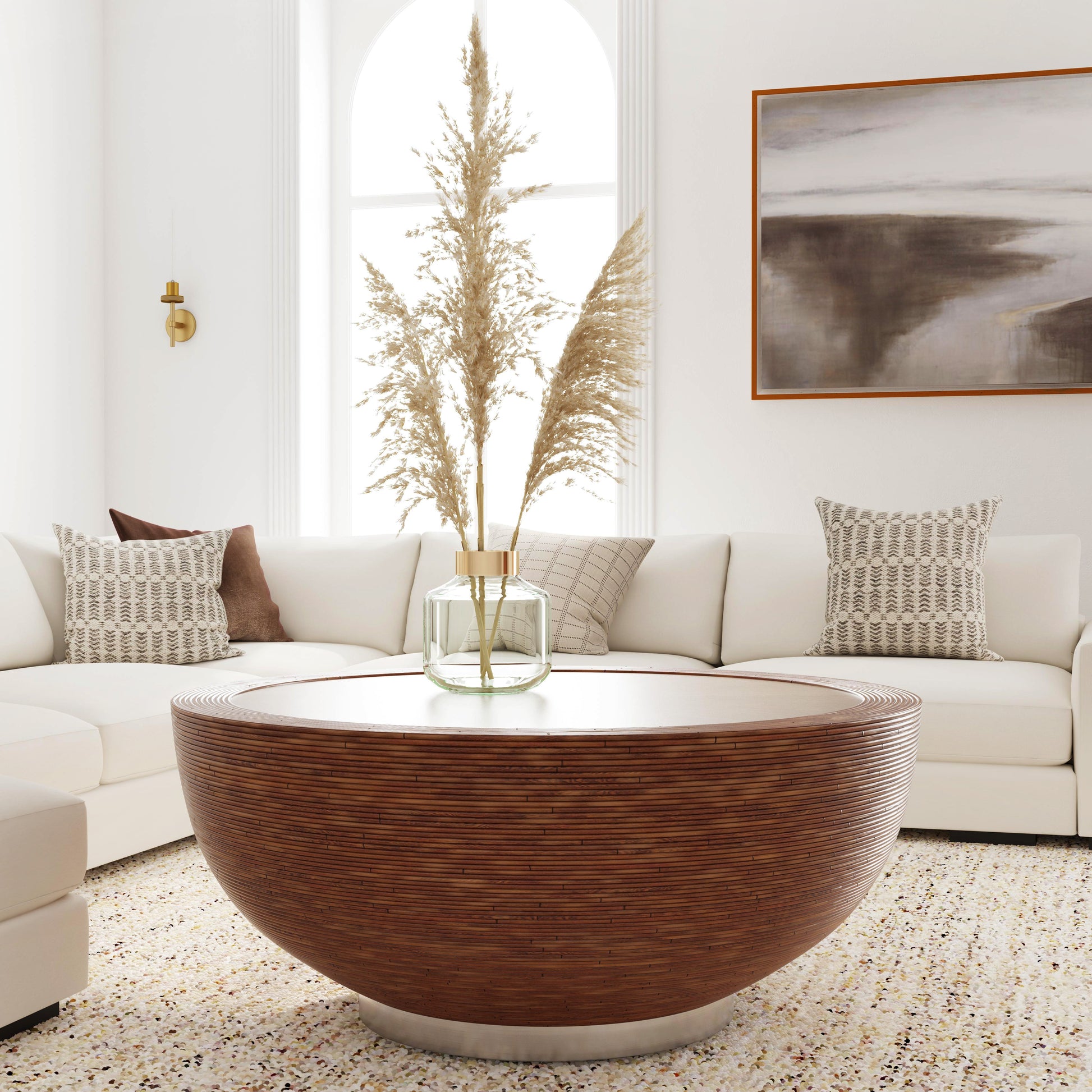 Butler Specialty Company Harding 42 in. W Round Rattan Drum Coffee Table, Brown