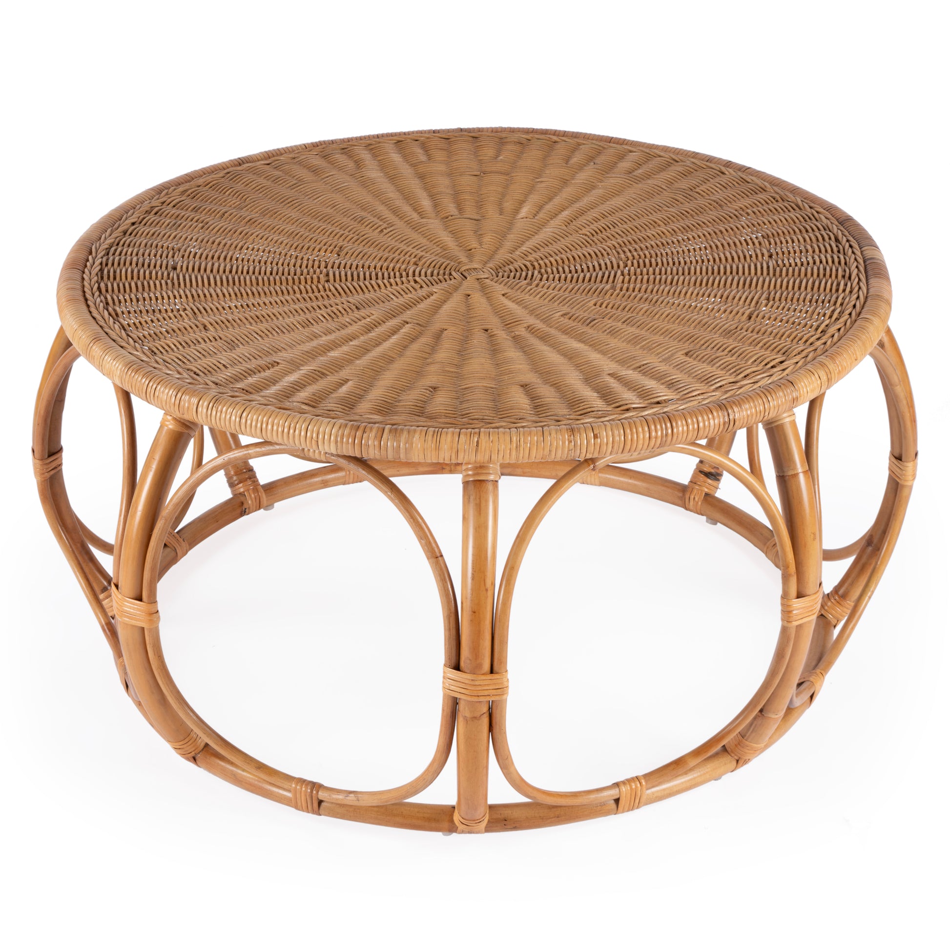 Butler Specialty Company Savannah 39.5 in. W Round Woven Rattan Coffee Table, Natural