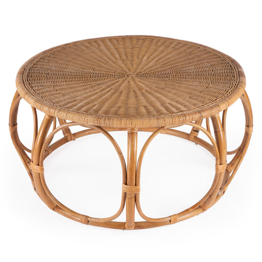 Butler Specialty Company Savannah 39.5 in. W Round Woven Rattan Coffee Table, Natural