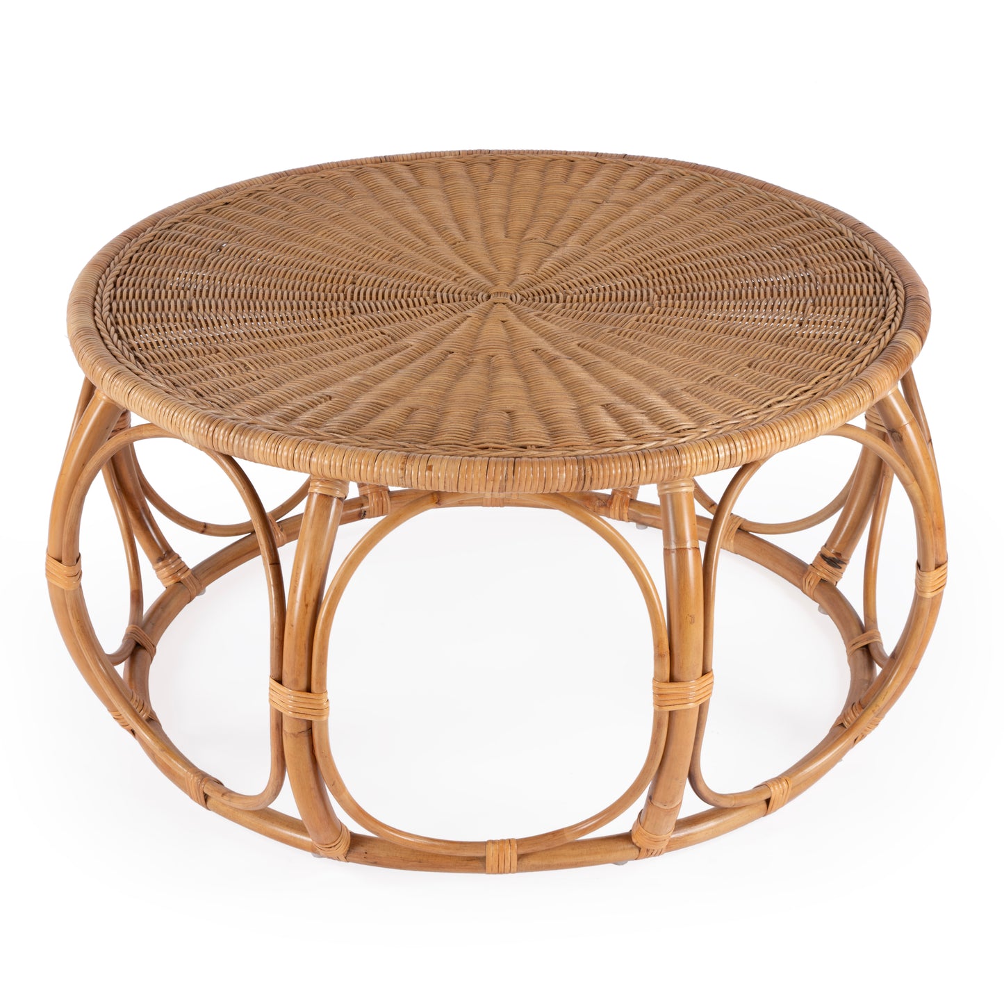 Butler Specialty Company Savannah 39.5 in. W Round Woven Rattan Coffee Table, Natural