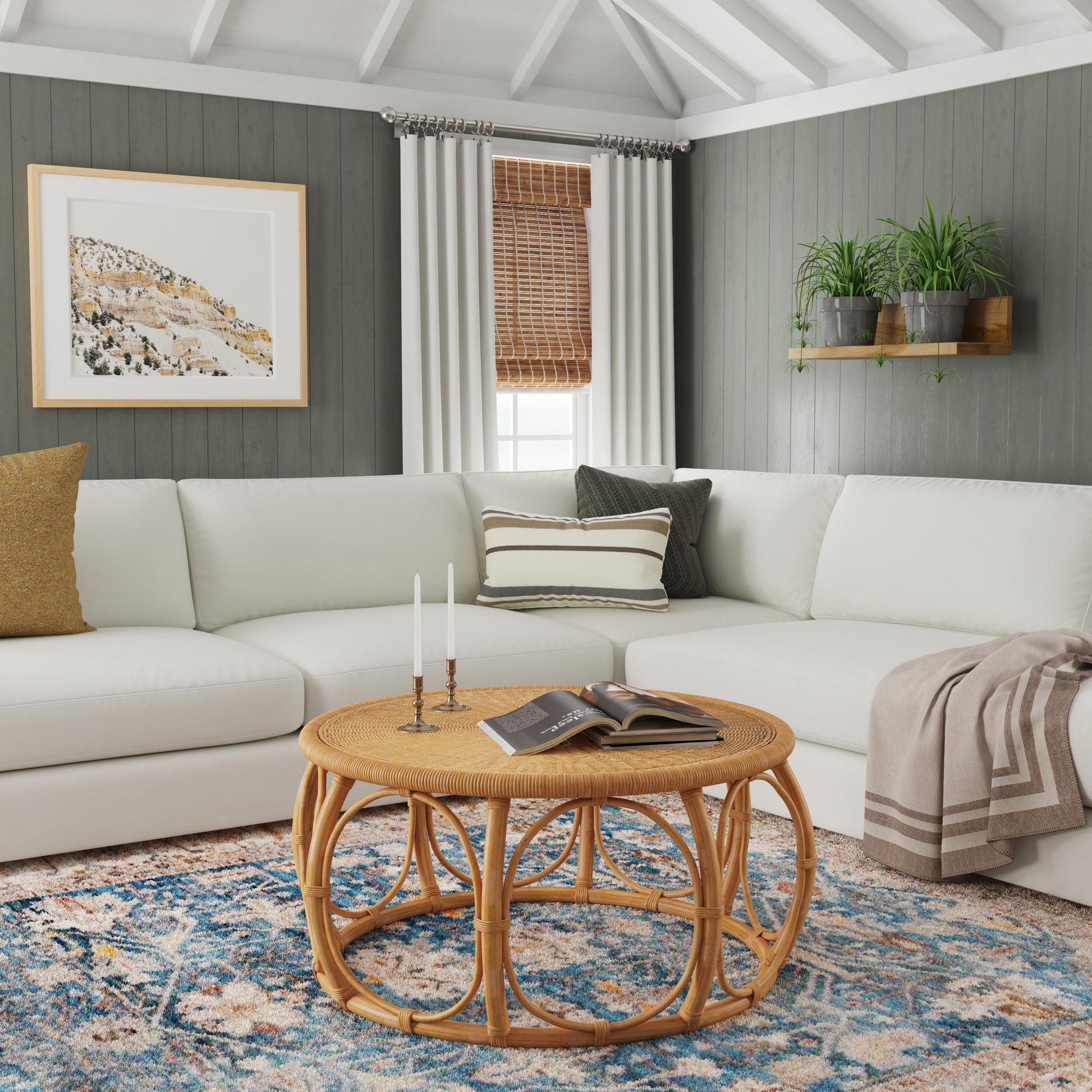 Butler Specialty Company Savannah 39.5 in. W Round Woven Rattan Coffee Table, Natural