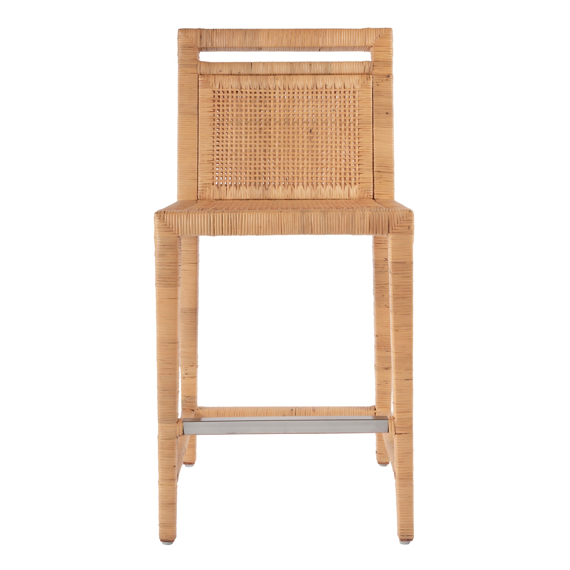 Butler Specialty Company Brielle 24 in. Seat Height Woven Rattan Counter Stool with Back, Light Brown