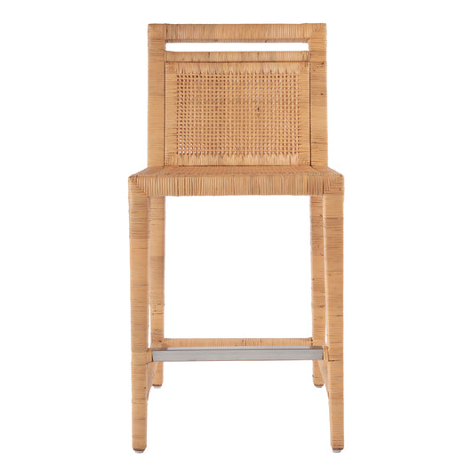 Butler Specialty Company Brielle 24 in. Seat Height Woven Rattan Counter Stool with Back, Light Brown