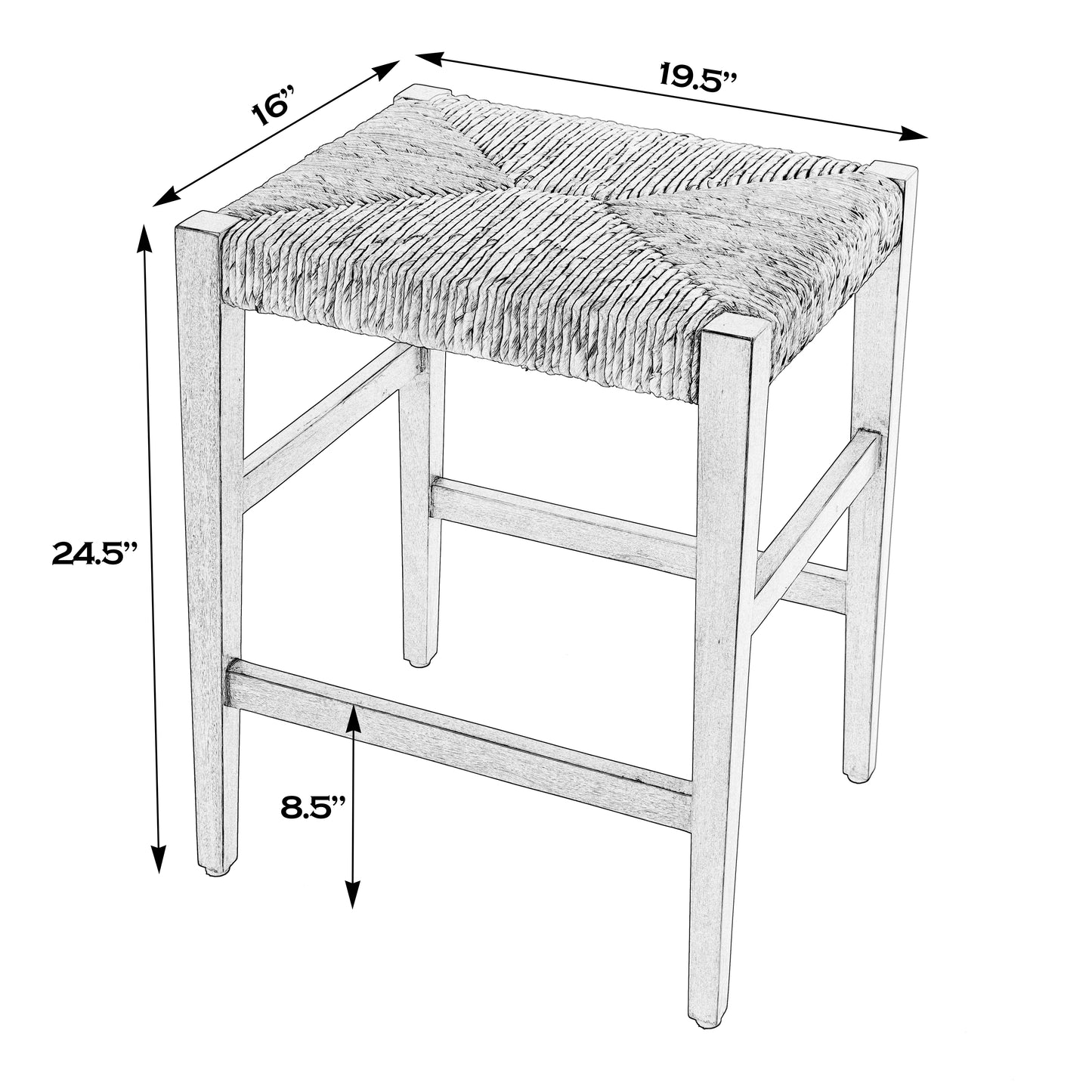 Butler Specialty Company Valencia 24.5 in. Seat Height Woven Backless Counter Stool, Dark Brown