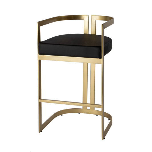 Butler Specialty Company Clarence 28 in. Seat Height Faux Leather Low Back Bar Stool, Black