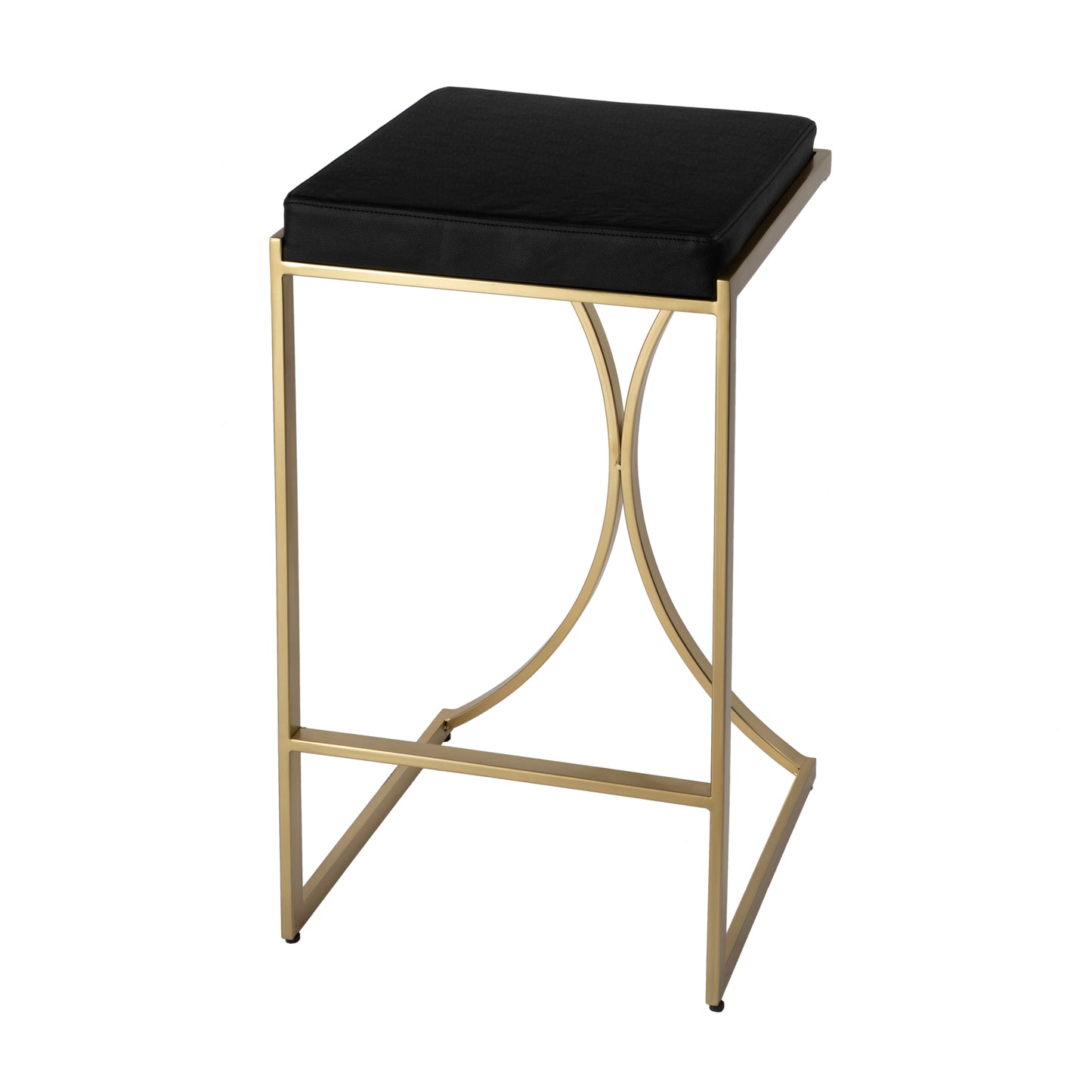 Butler Specialty Company Natalya 31 in. Seat Height Faux Leather and Metal Backless Bar Stool, Black