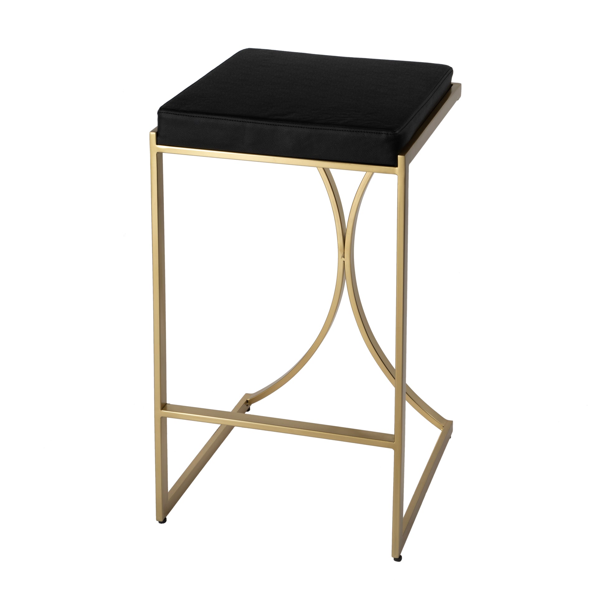 Butler Specialty Company Natalya 31 in. Seat Height Faux Leather and Metal Backless Bar Stool, Black