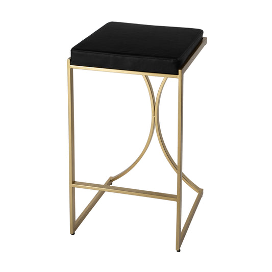 Butler Specialty Company Natalya 31 in. Seat Height Faux Leather and Metal Backless Bar Stool, Black