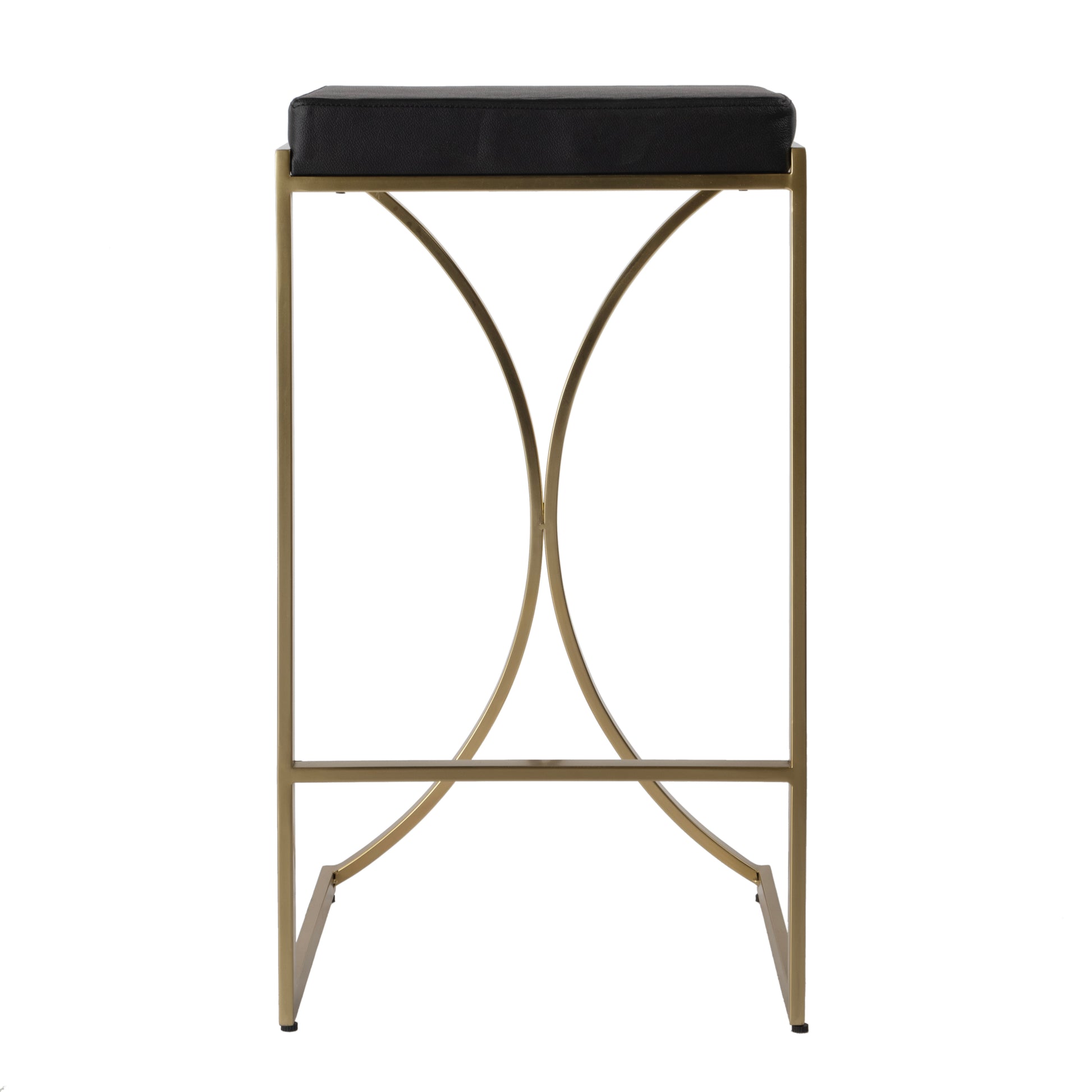 Butler Specialty Company Natalya 31 in. Seat Height Faux Leather and Metal Backless Bar Stool, Black