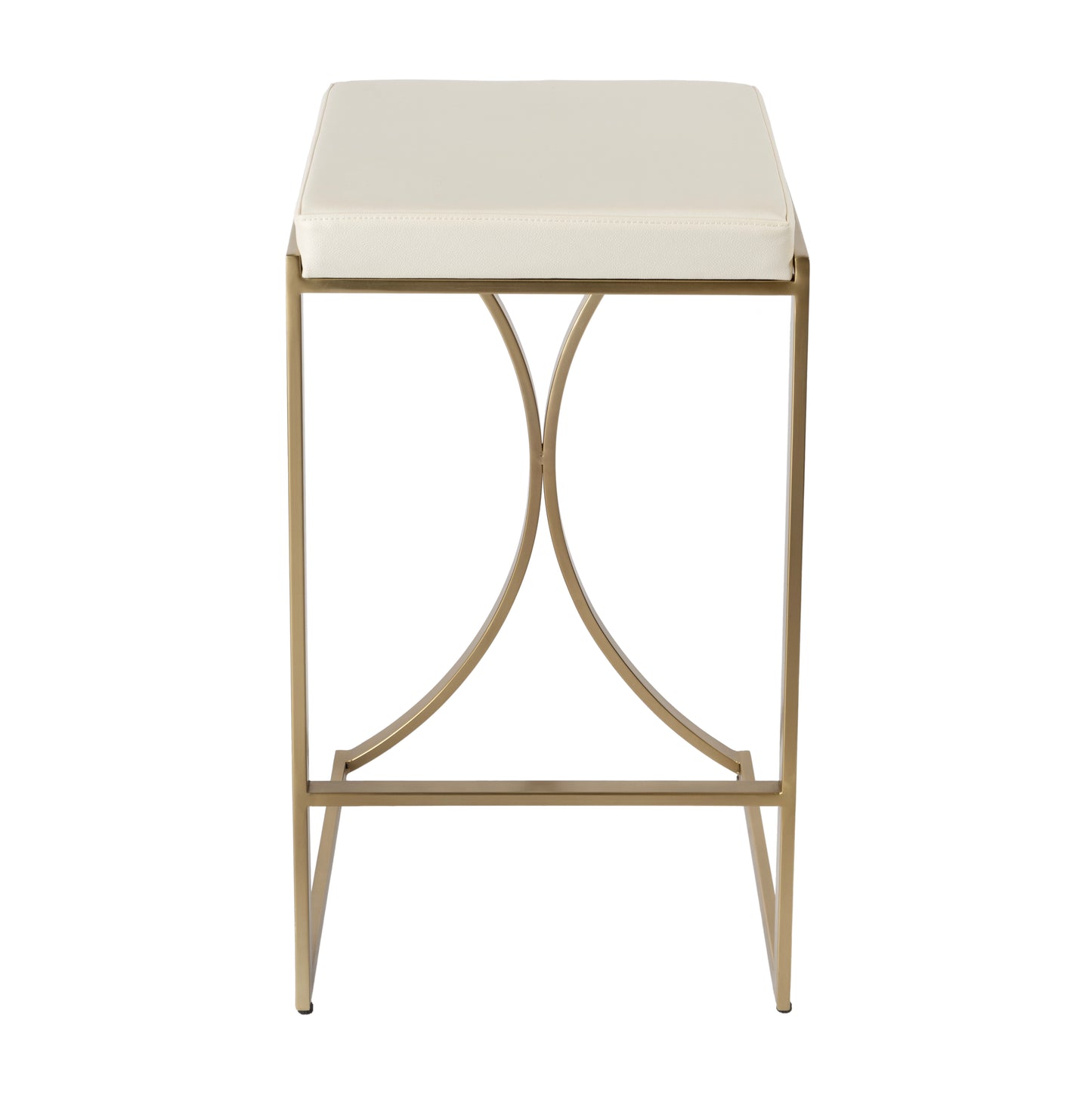 Butler Specialty Company Natalya 31 in. Seat Height Faux Leather and Metal Backless Bar Stool, White