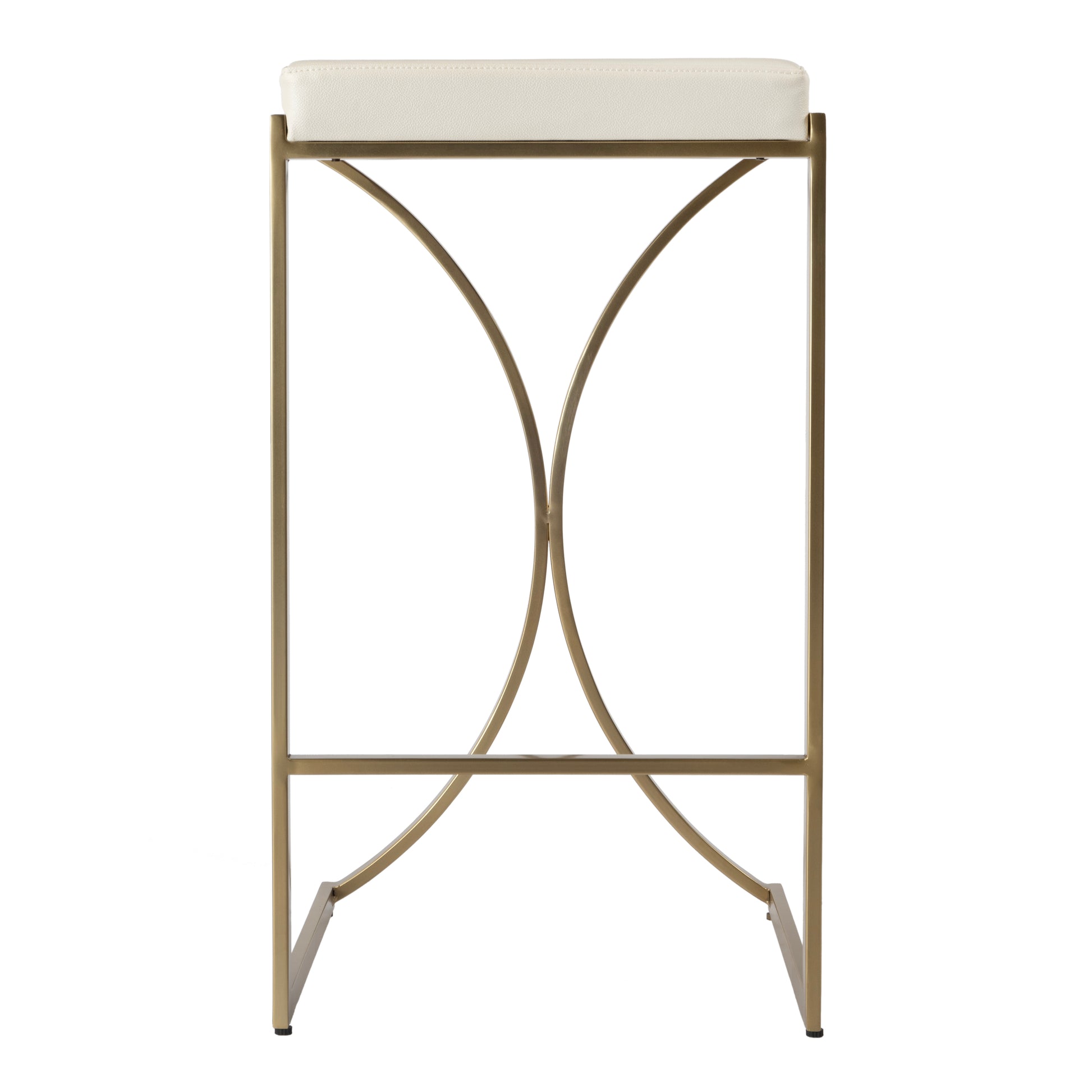 Butler Specialty Company Natalya 31 in. Seat Height Faux Leather and Metal Backless Bar Stool, White