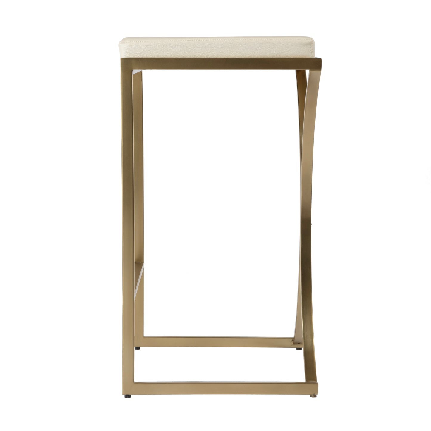 Butler Specialty Company Natalya 31 in. Seat Height Faux Leather and Metal Backless Bar Stool, White
