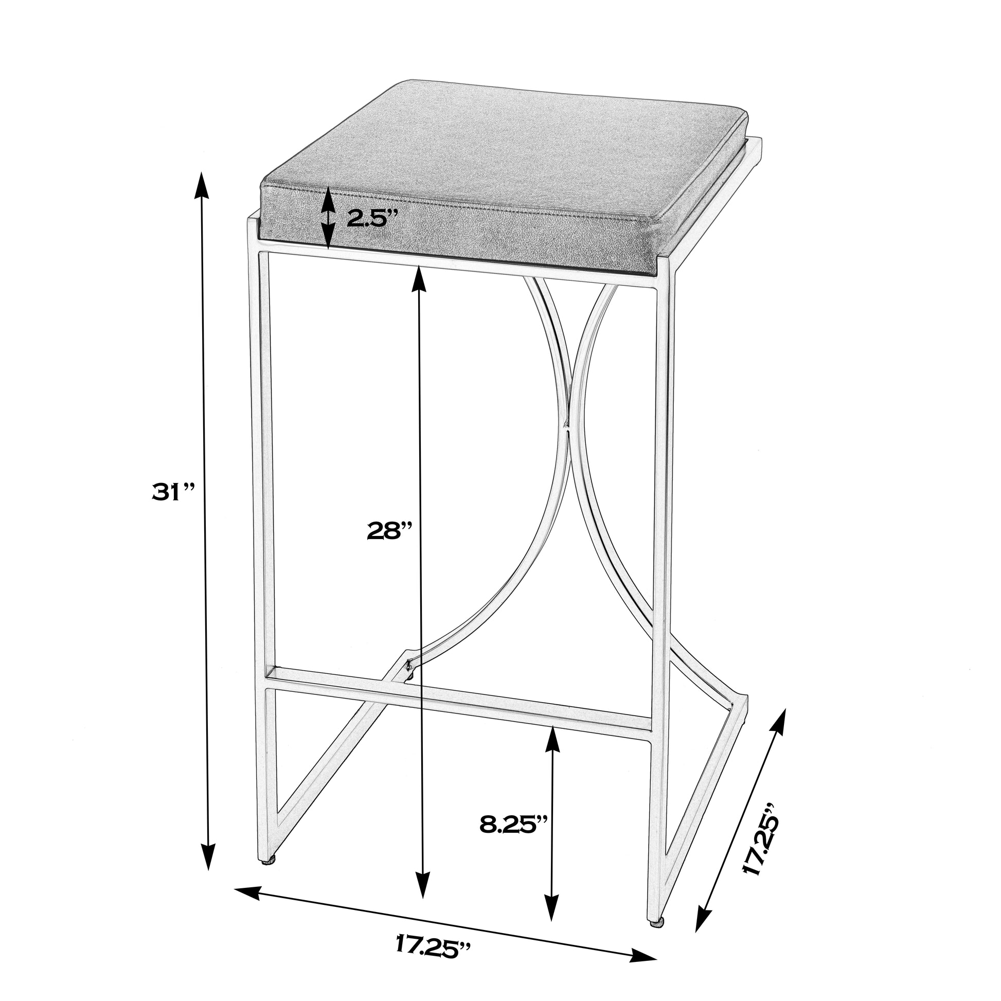Butler Specialty Company Natalya 31 in. Seat Height Faux Leather and Metal Backless Bar Stool, White