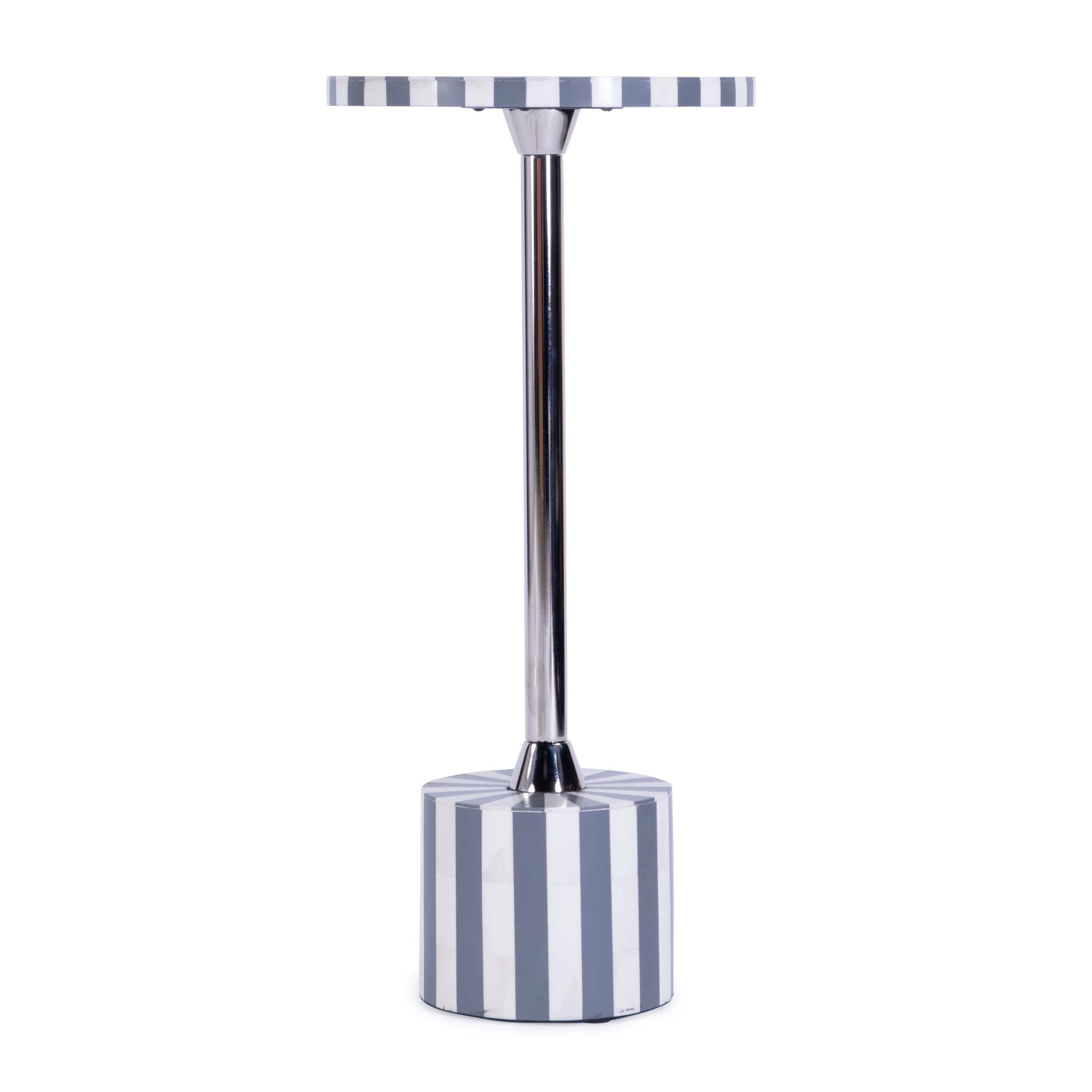 Butler Specialty Company Zane 20 in. W Round Stainless Steel and Bone Inlay Side Table, Gray and White