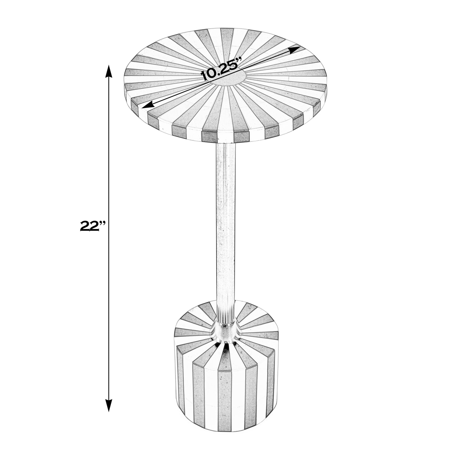Butler Specialty Company Zane 20 in. W Round Stainless Steel and Bone Inlay Side Table, Gray and White