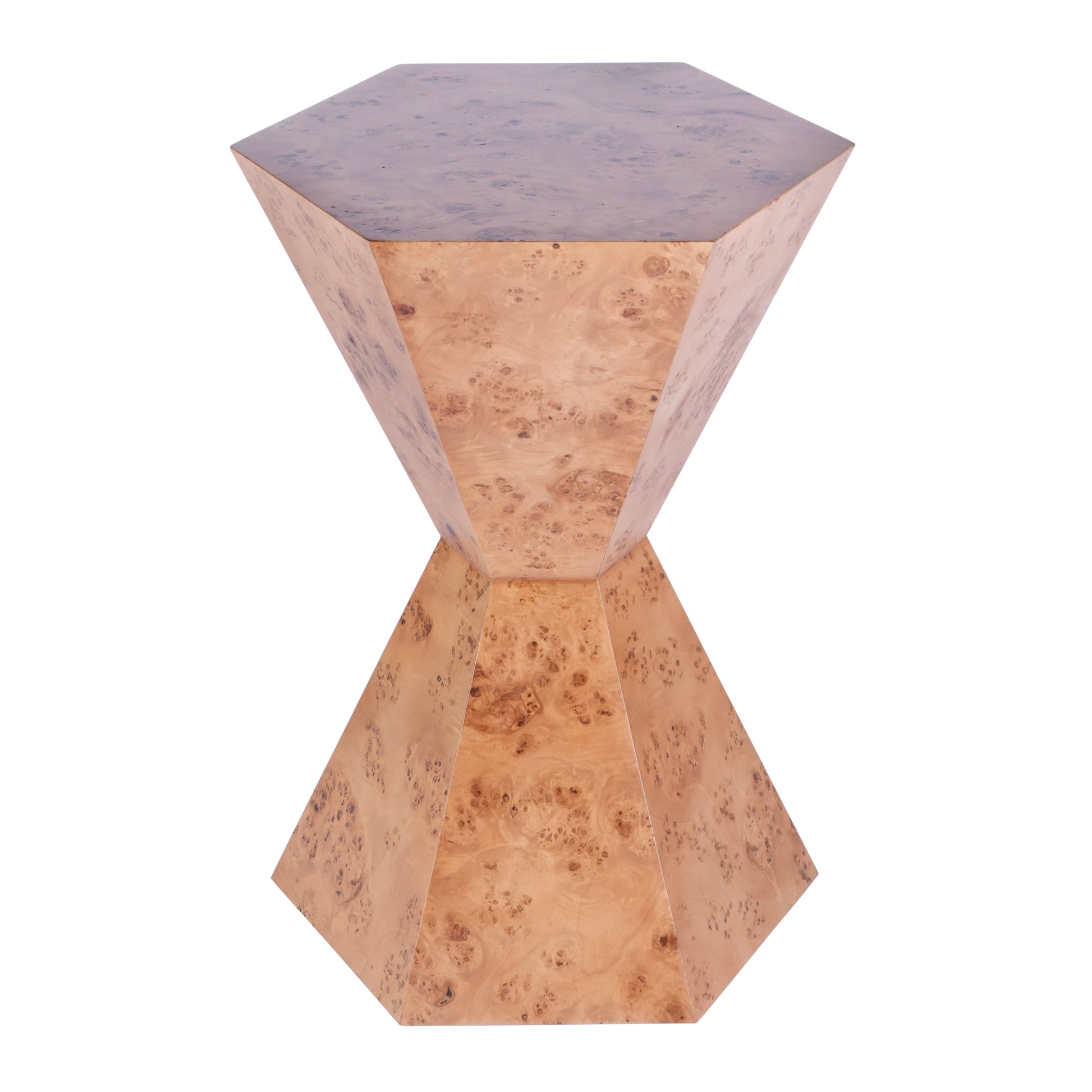 Butler Specialty Company Billie 20 in. W Hourglass Hexagon Shaped Burl Wood Side Table, Brown