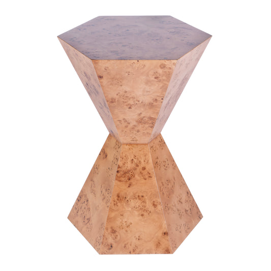 Butler Specialty Company Billie 20 in. W Hourglass Hexagon Shaped Burl Wood Side Table, Brown