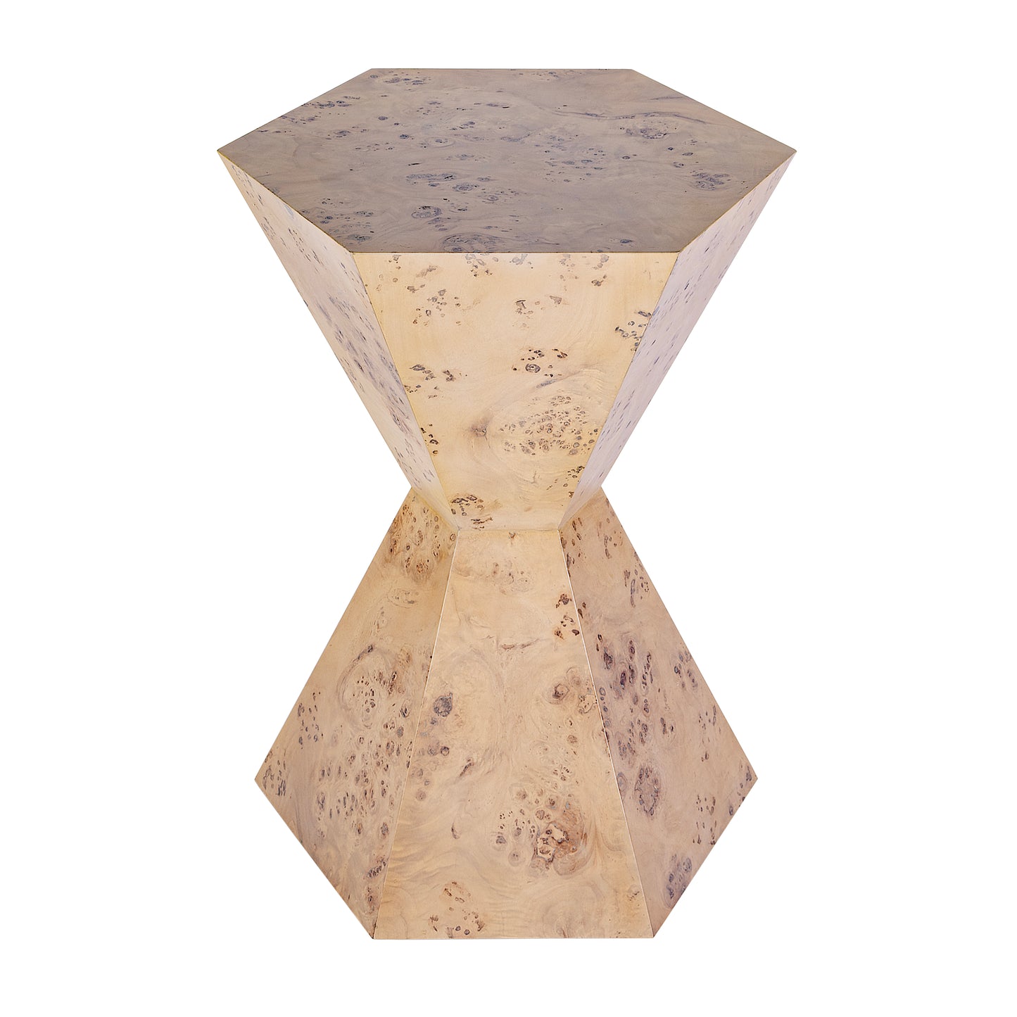 Butler Specialty Company Billie 20 in. W Hourglass Hexagon Shaped Burl Wood Side Table, Light Brown