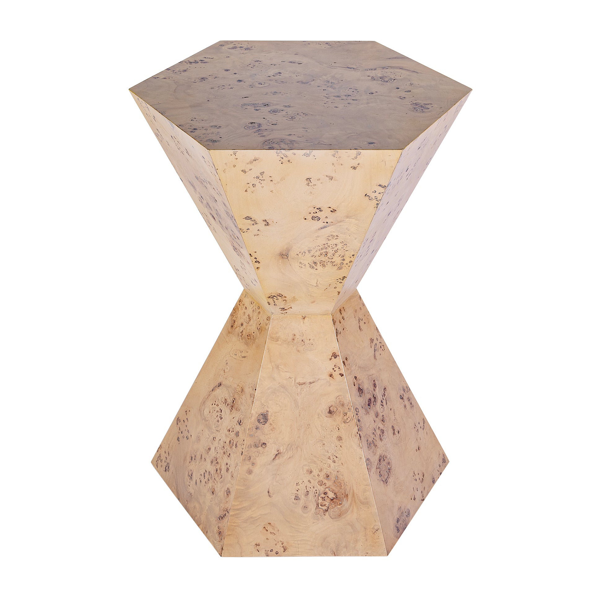Butler Specialty Company Billie 20 in. W Hourglass Hexagon Shaped Burl Wood Side Table, Light Brown