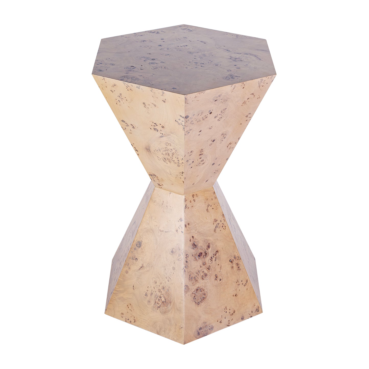 Butler Specialty Company Billie 20 in. W Hourglass Hexagon Shaped Burl Wood Side Table, Light Brown