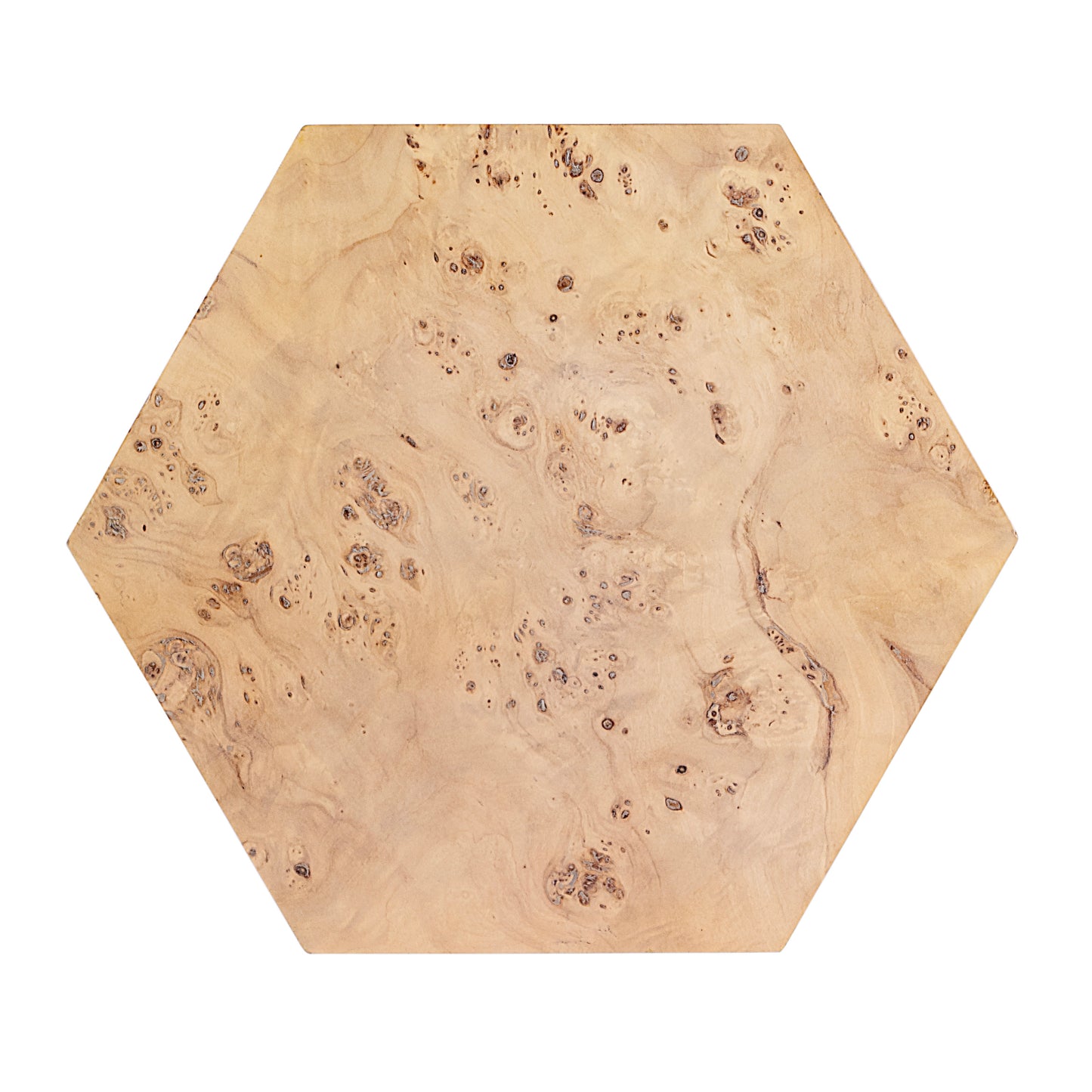 Butler Specialty Company Billie 20 in. W Hourglass Hexagon Shaped Burl Wood Side Table, Light Brown