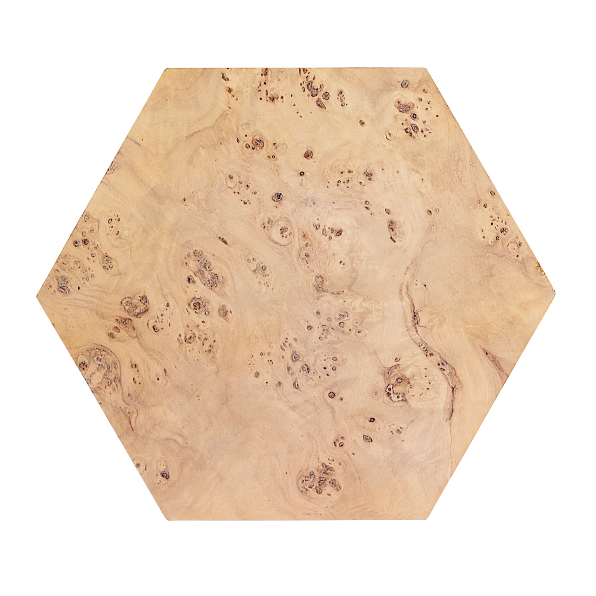 Butler Specialty Company Billie 20 in. W Hourglass Hexagon Shaped Burl Wood Side Table, Light Brown