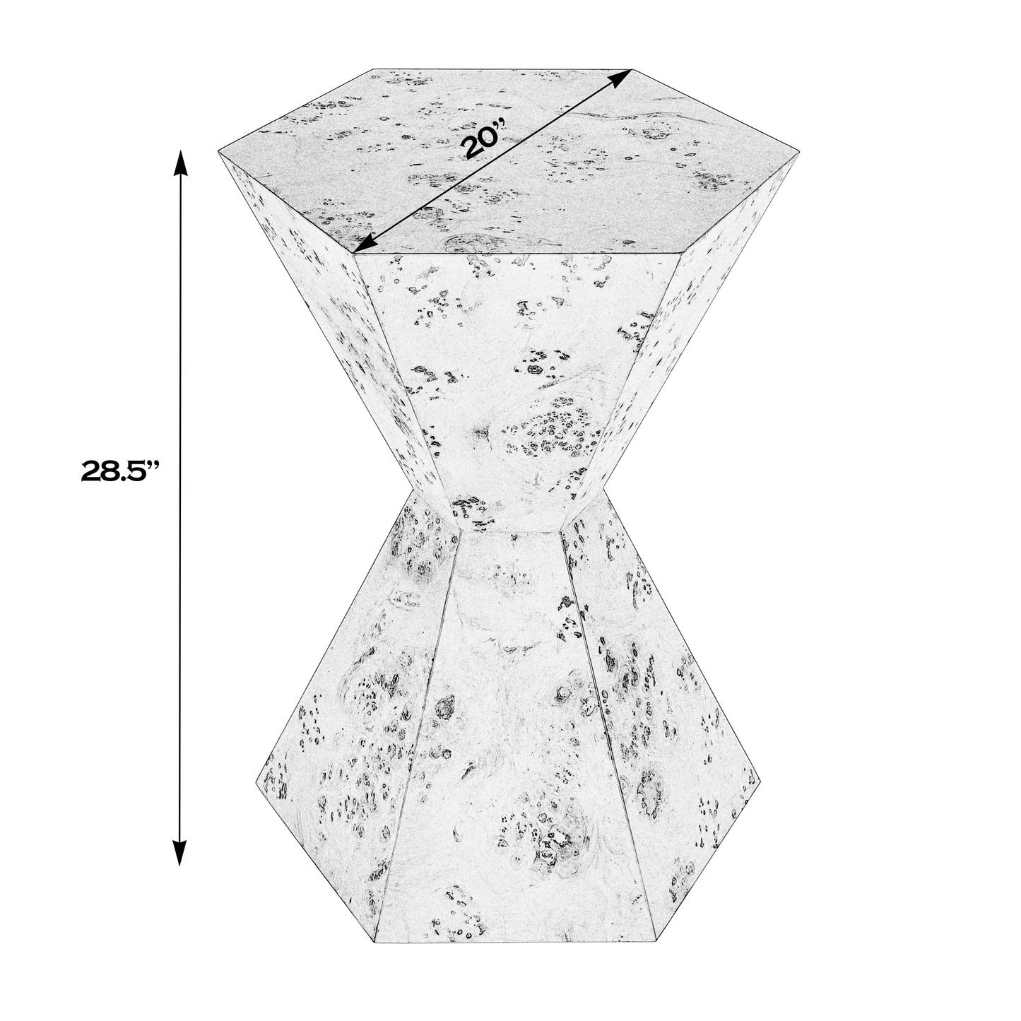 Butler Specialty Company Billie 20 in. W Hourglass Hexagon Shaped Burl Wood Side Table, Light Brown