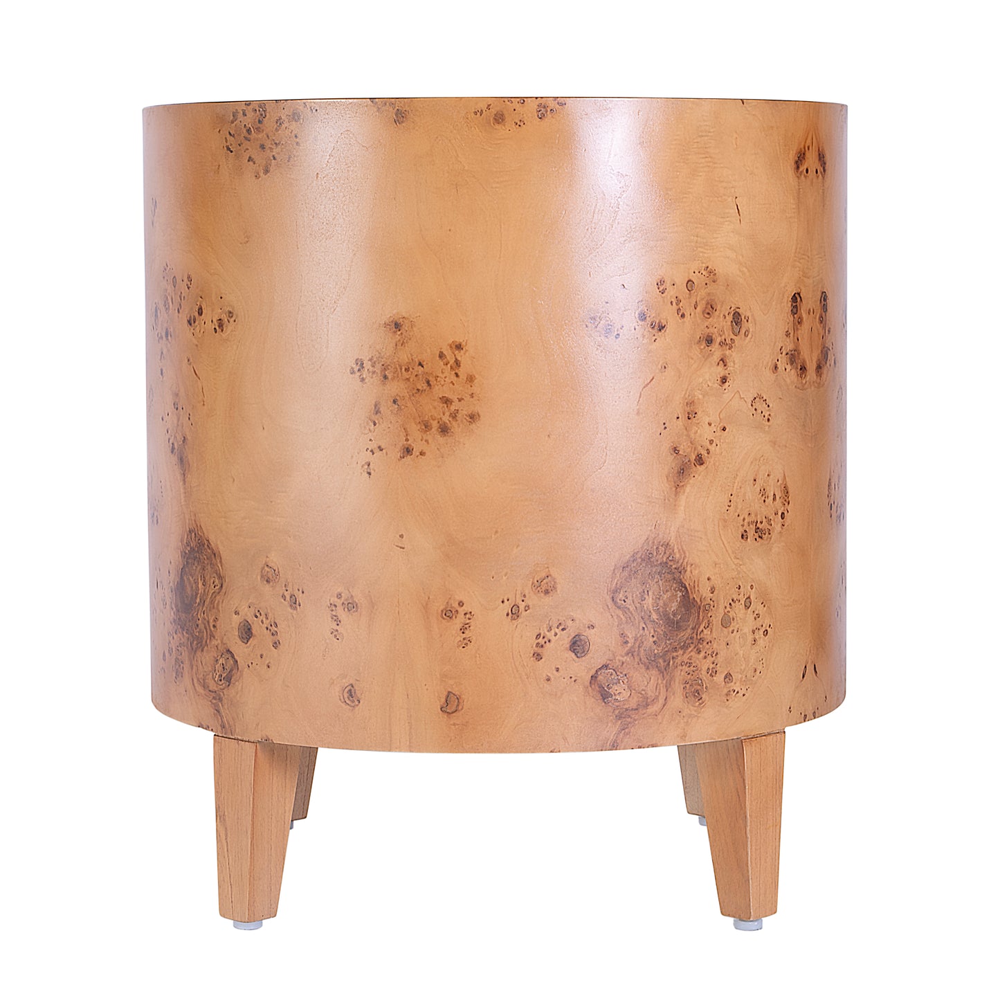 Butler Specialty Company Billie 22 in. W Round Burl Wood Drum End Table, Medium Brown