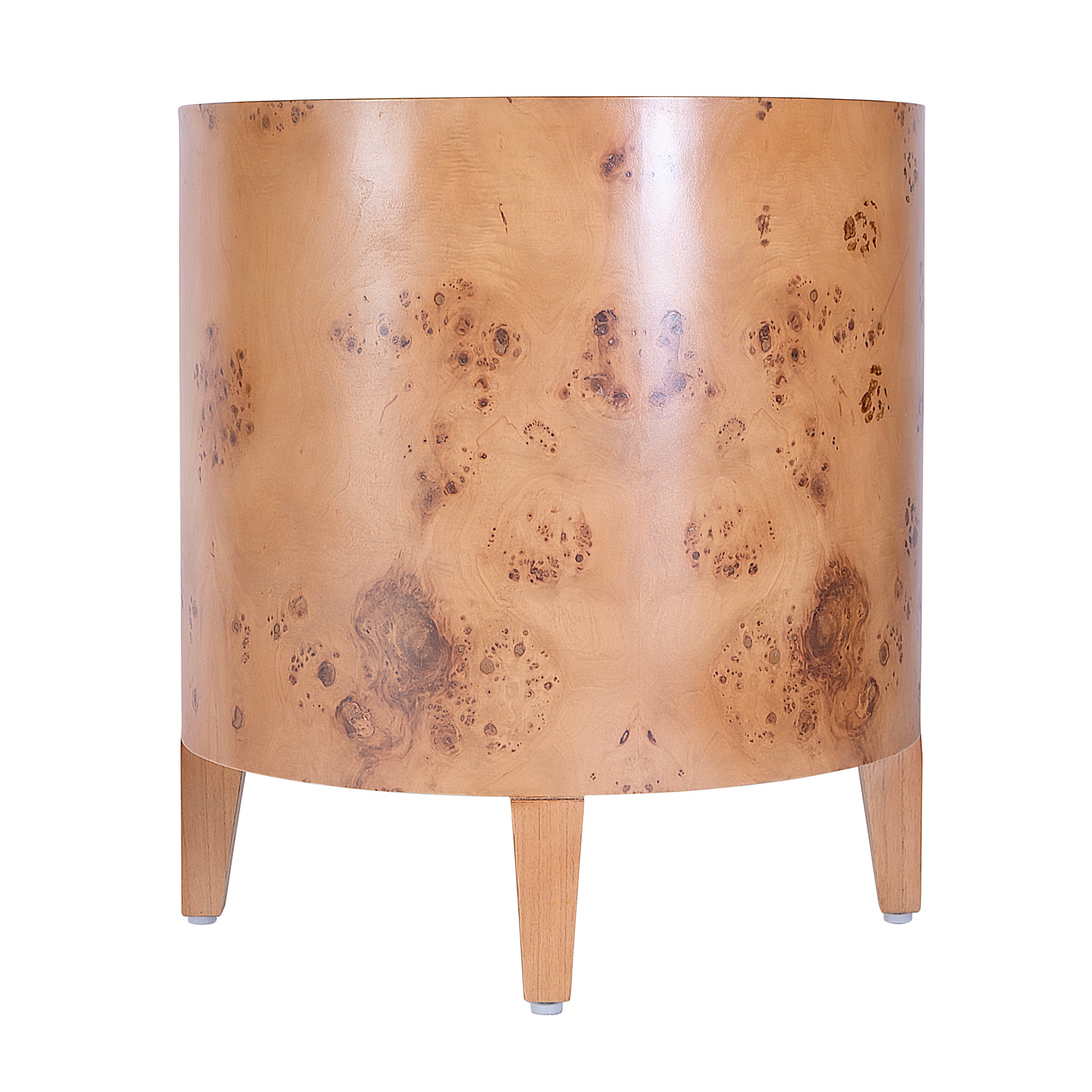 Butler Specialty Company Billie 22 in. W Round Burl Wood Drum End Table, Medium Brown