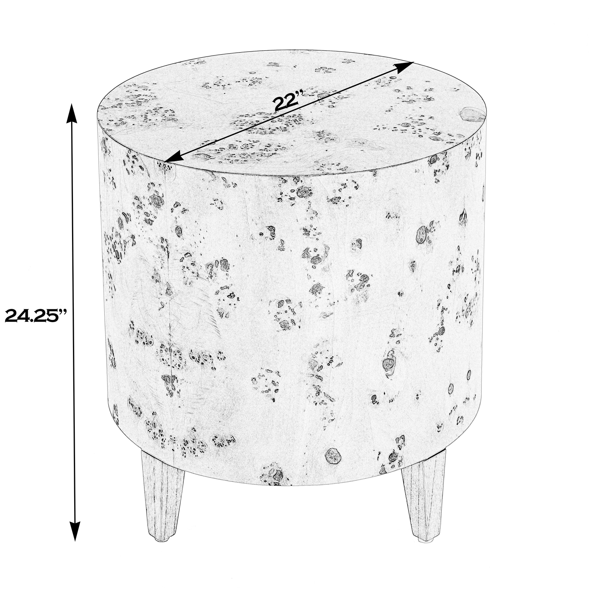 Butler Specialty Company Billie 22 in. W Round Burl Wood Drum End Table, Medium Brown