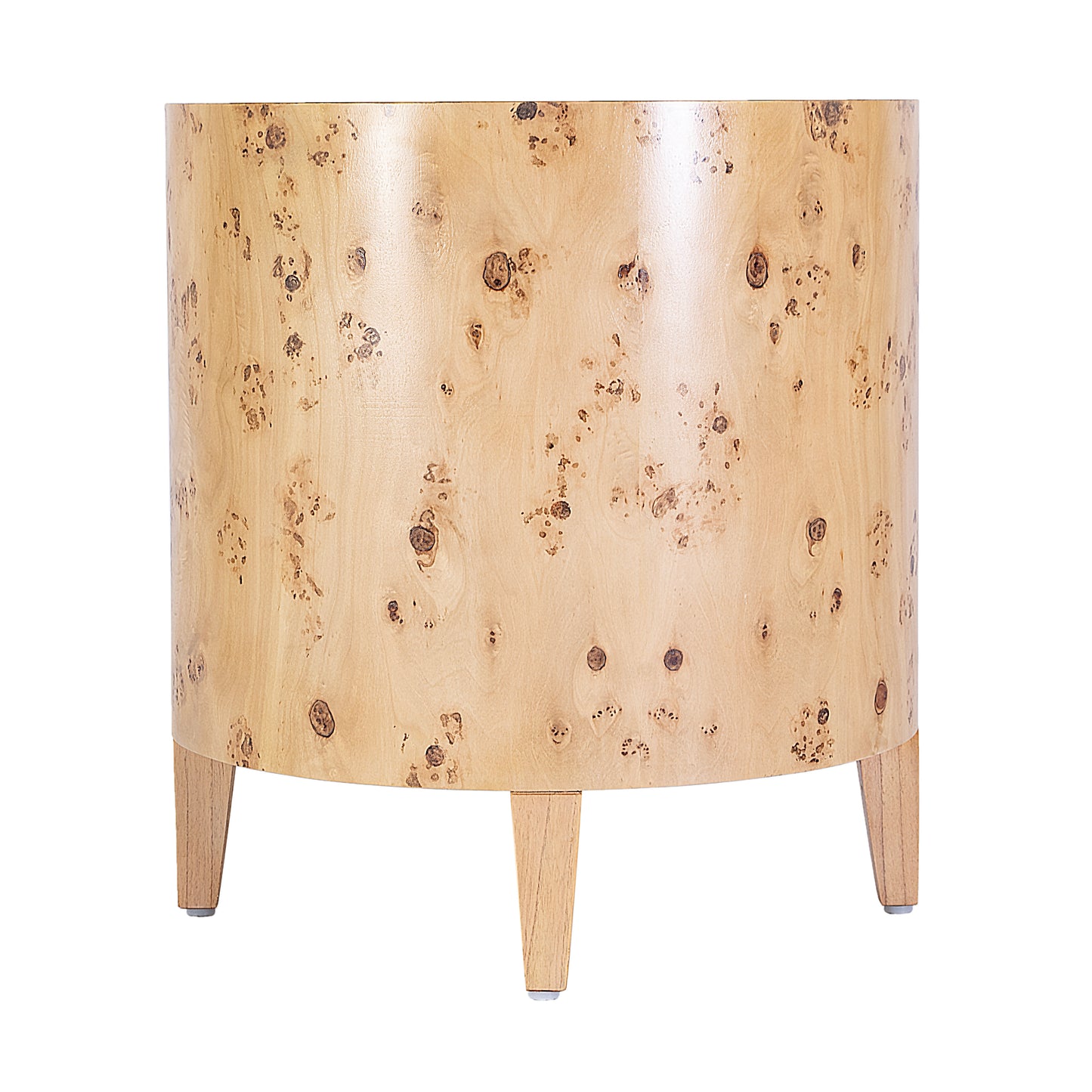 Butler Specialty Company Billie 22 in. W Round Burl Wood Drum End Table, Light Brown