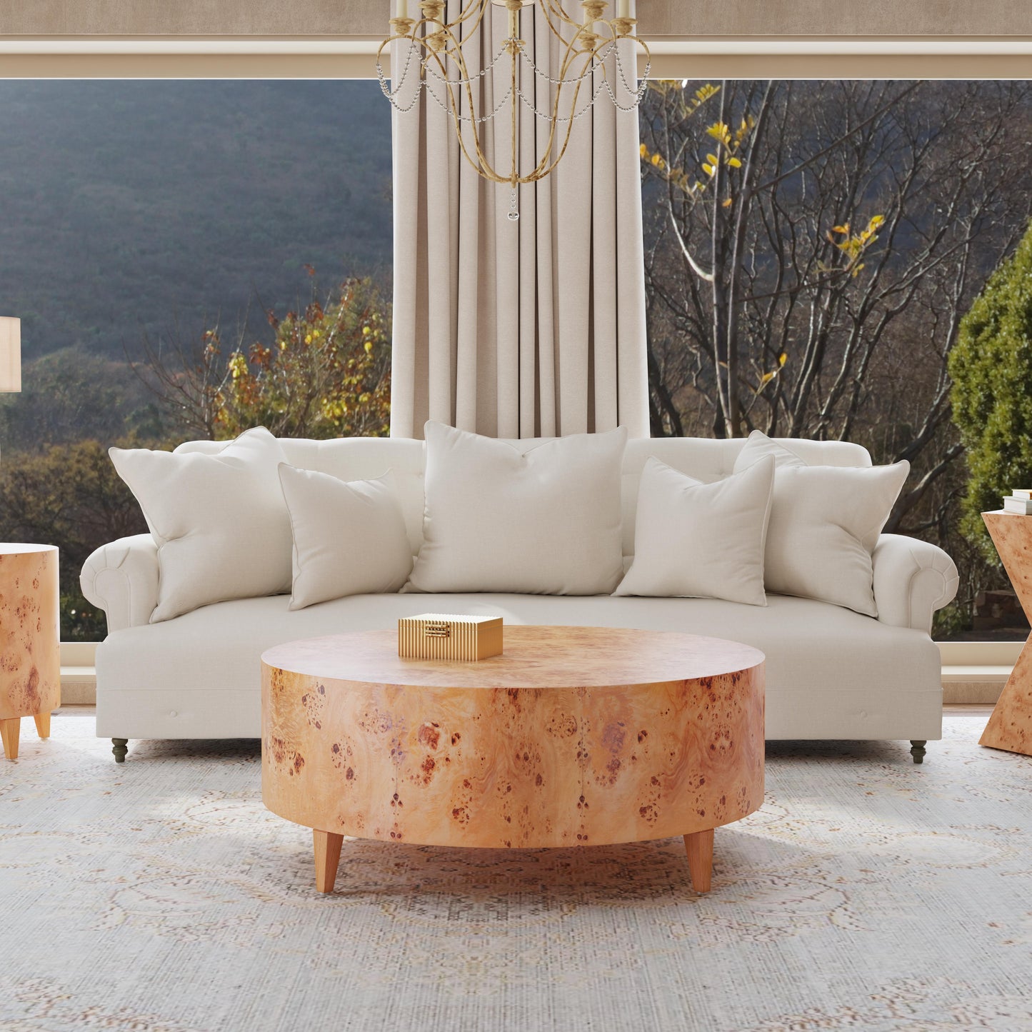 Butler Specialty Company Billie 46 in. W Round Burl Wood Coffee Table, Brown