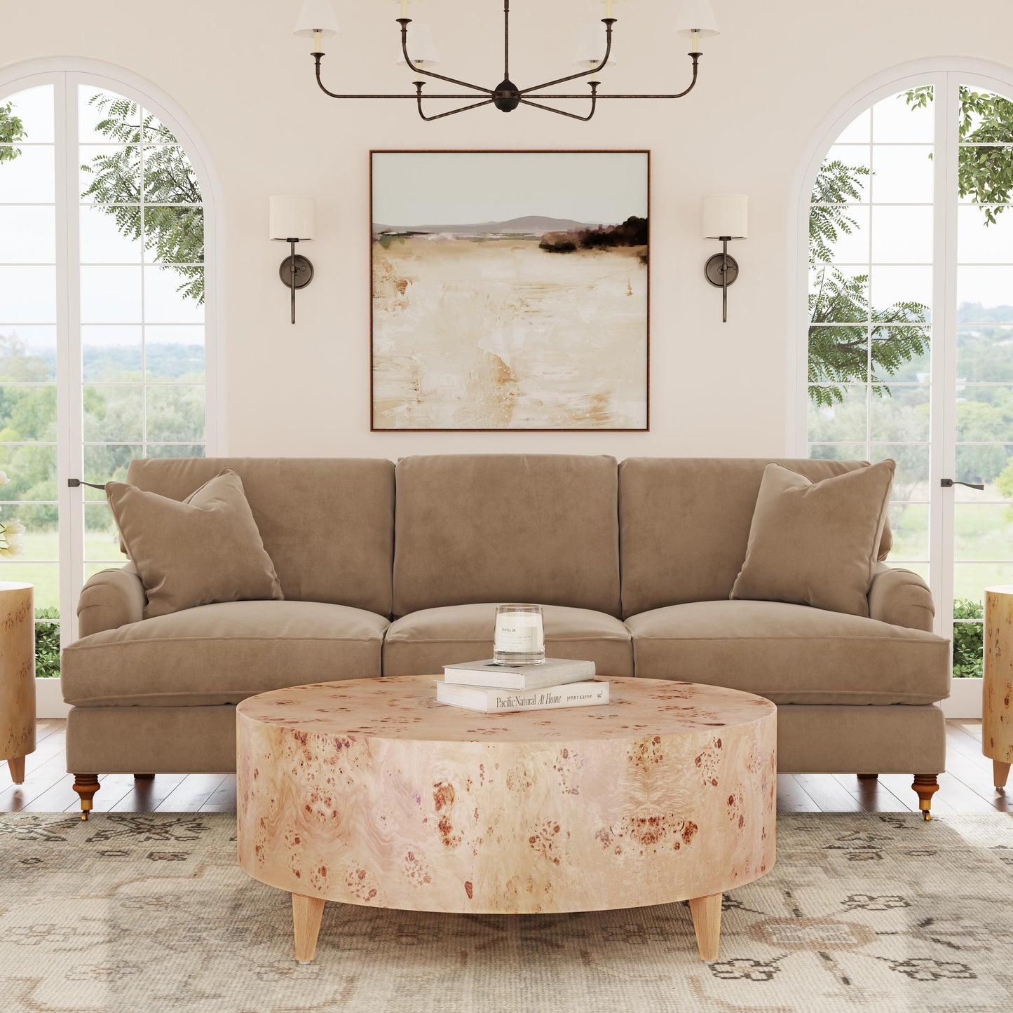 Butler Specialty Company Billie 46 in. W Round Burl Wood Coffee Table, Brown
