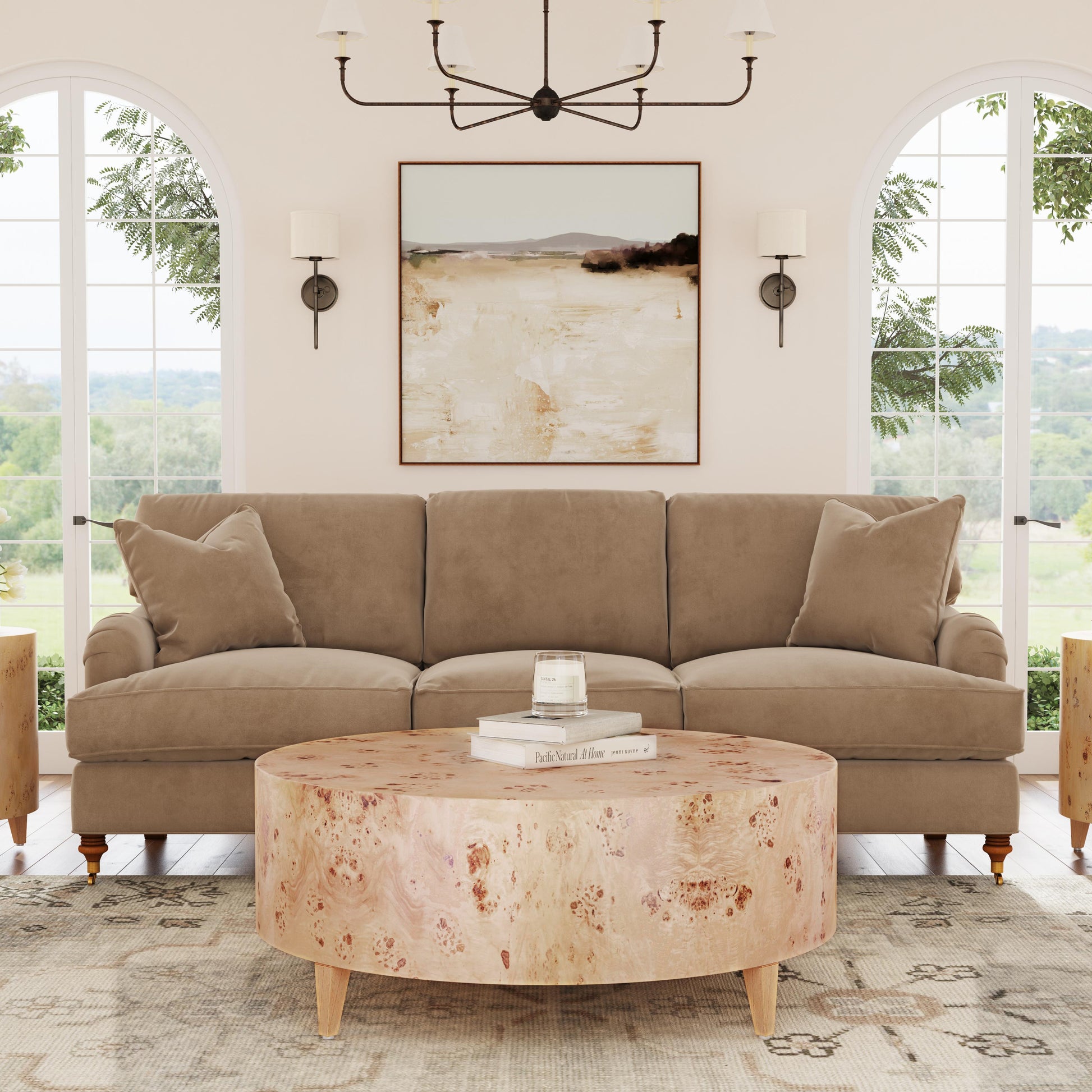 Butler Specialty Company Billie 46 in. W Round Burl Wood Coffee Table, Brown