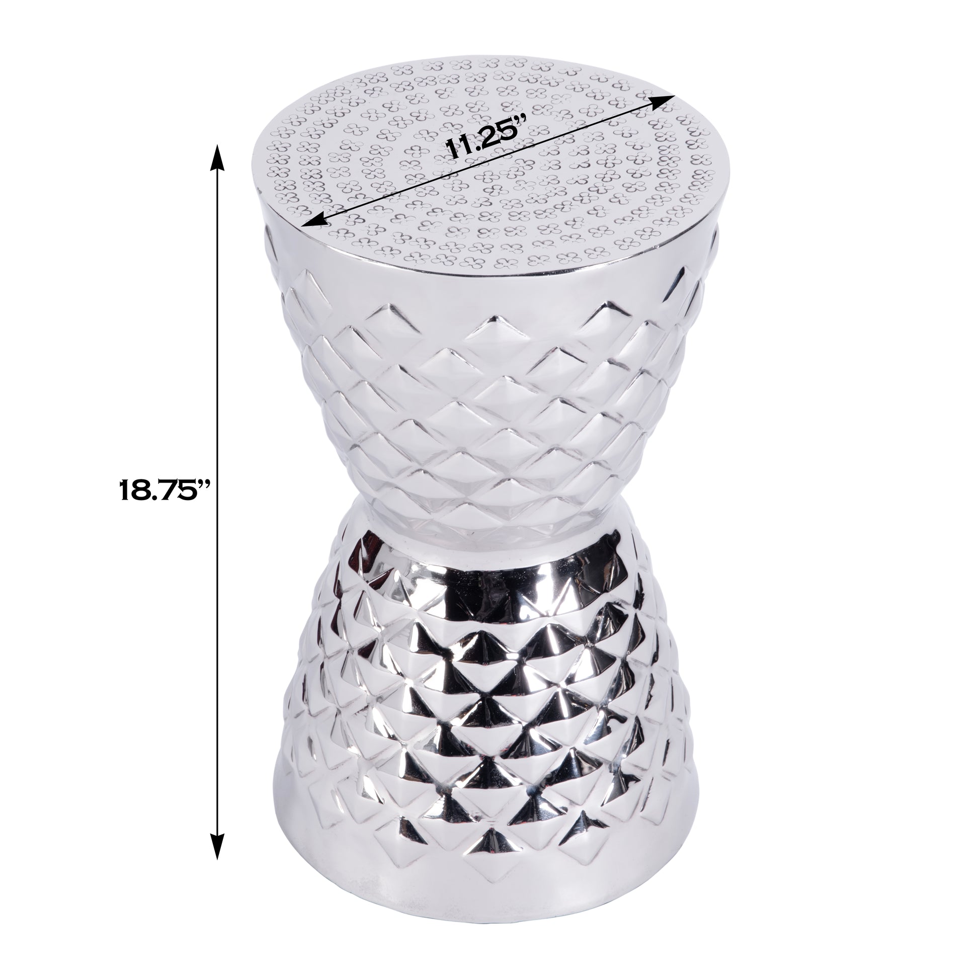 Butler Specialty Company Hudson 11.25 in. W Hourglass Drum Shaped Metal End Table, Silver