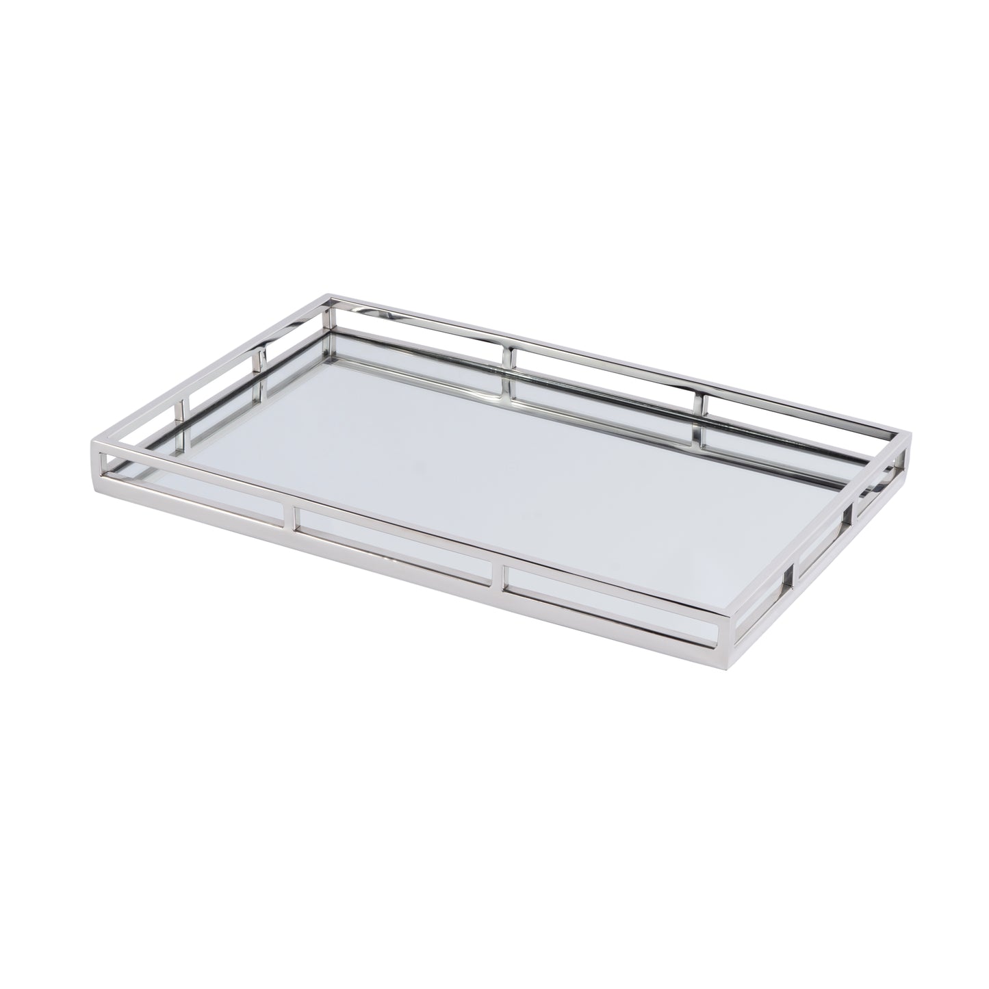 Butler Specialty Company Winona 22 in. W Rectangular Metal and Mirrored Glass Serving Tray, Silver