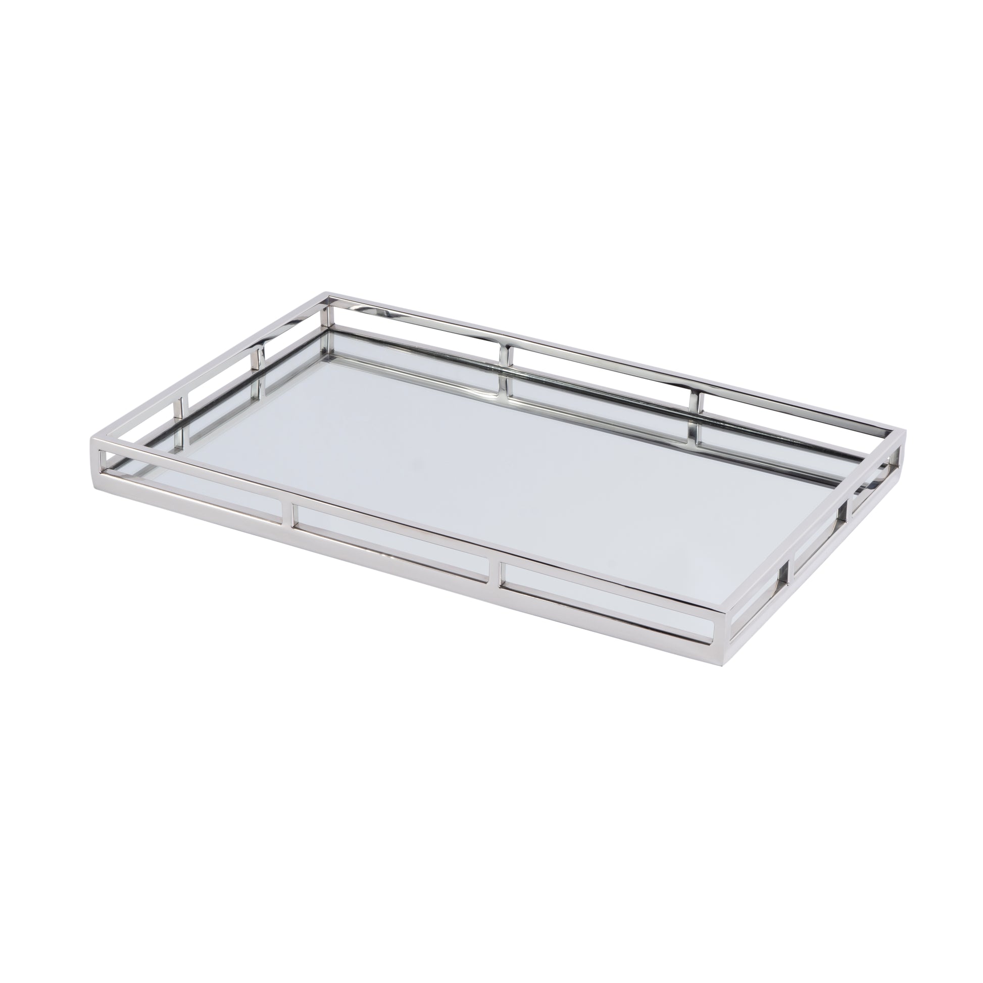Butler Specialty Company Winona 22 in. W Rectangular Metal and Mirrored Glass Serving Tray, Silver