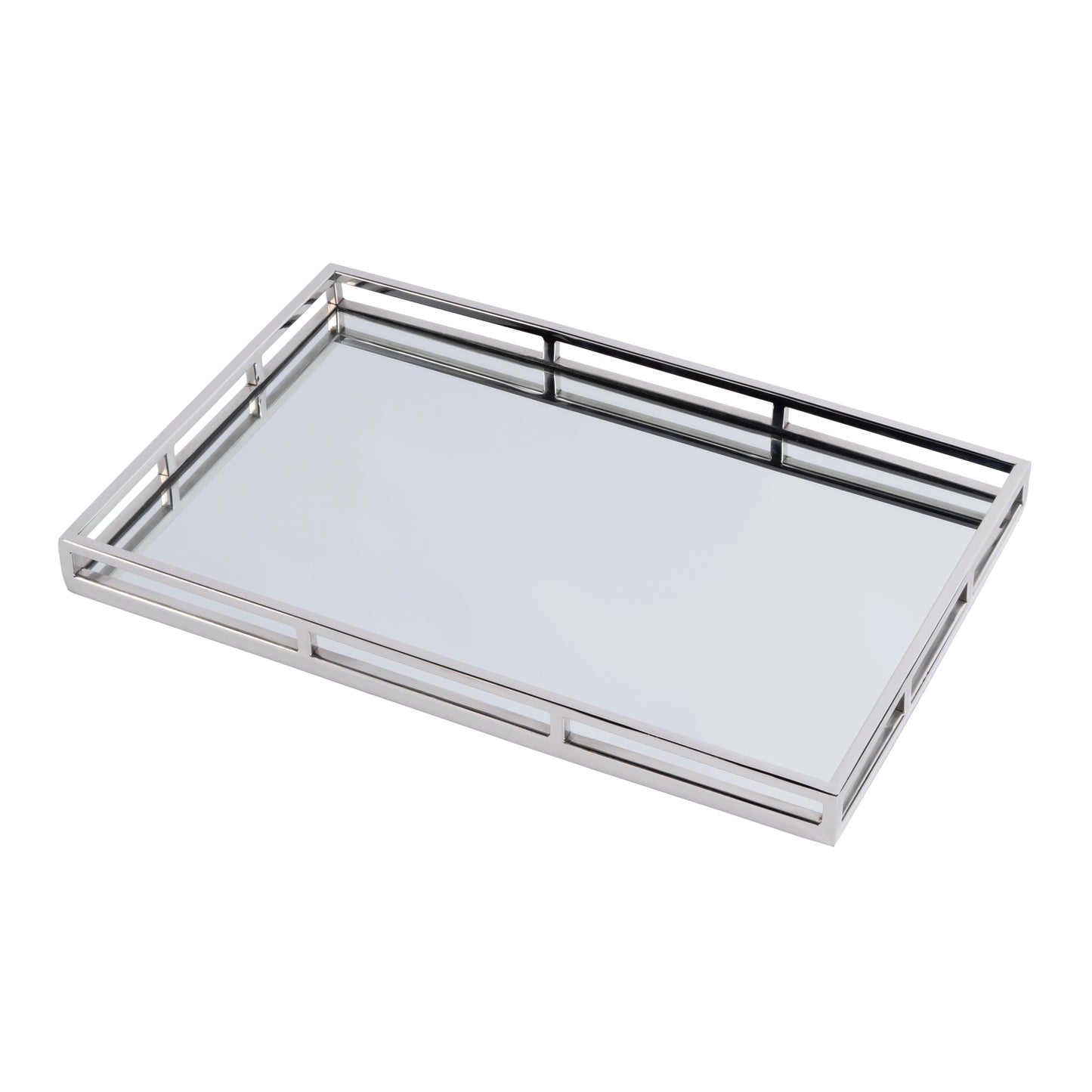 Butler Specialty Company Winona 22 in. W Rectangular Metal and Mirrored Glass Serving Tray, Silver