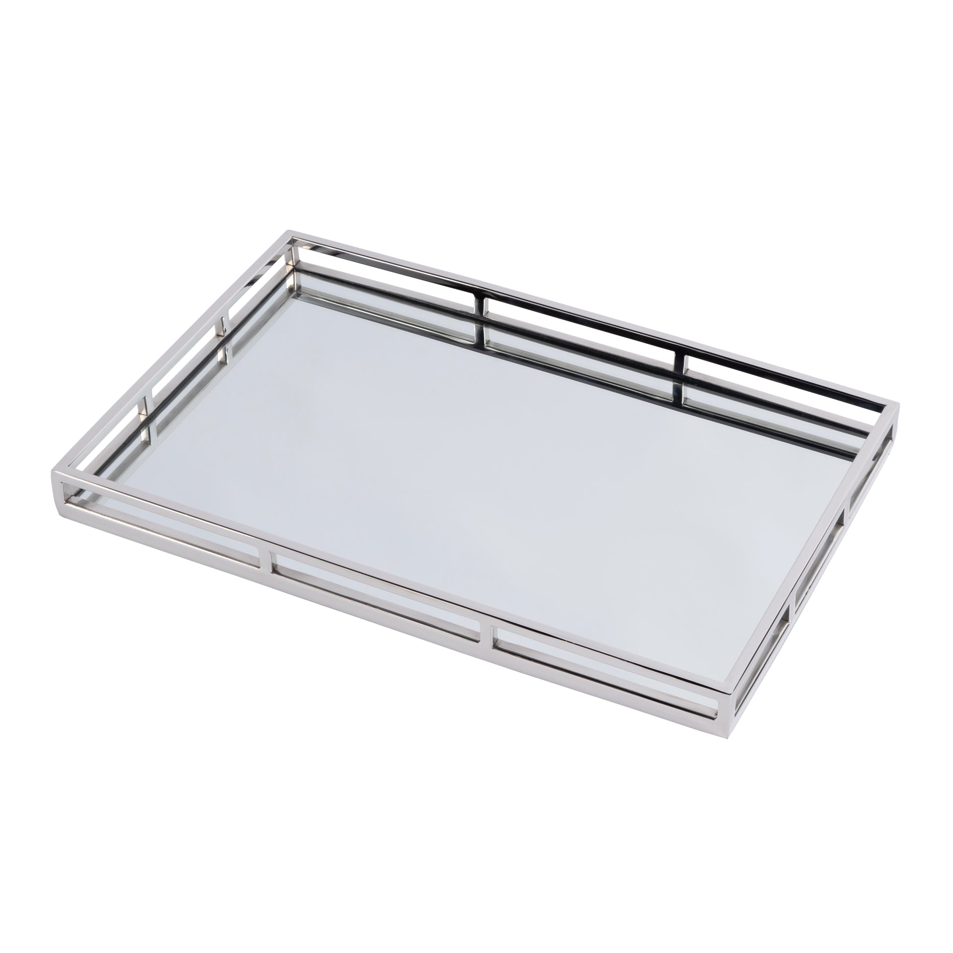Butler Specialty Company Winona 22 in. W Rectangular Metal and Mirrored Glass Serving Tray, Silver