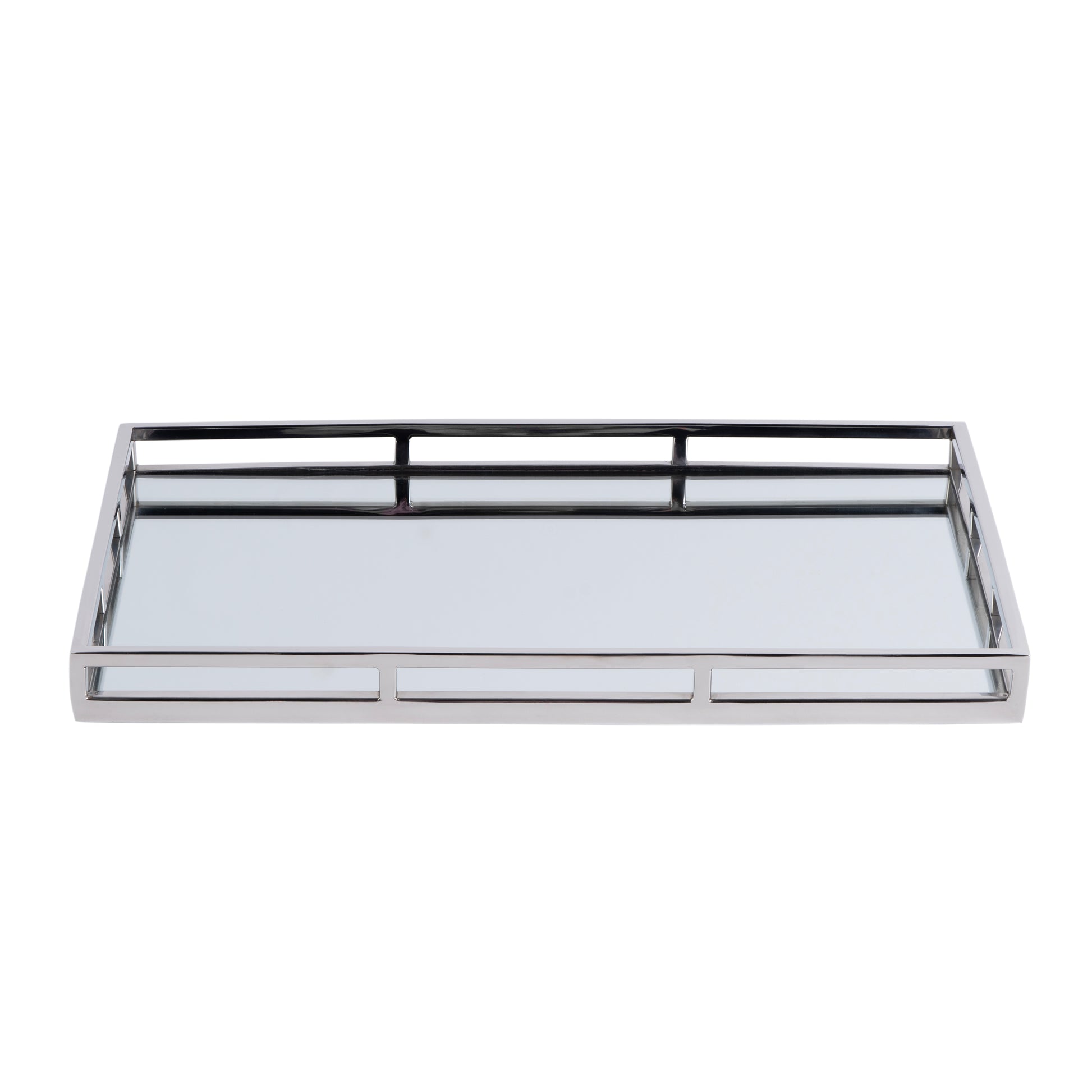 Butler Specialty Company Winona 22 in. W Rectangular Metal and Mirrored Glass Serving Tray, Silver