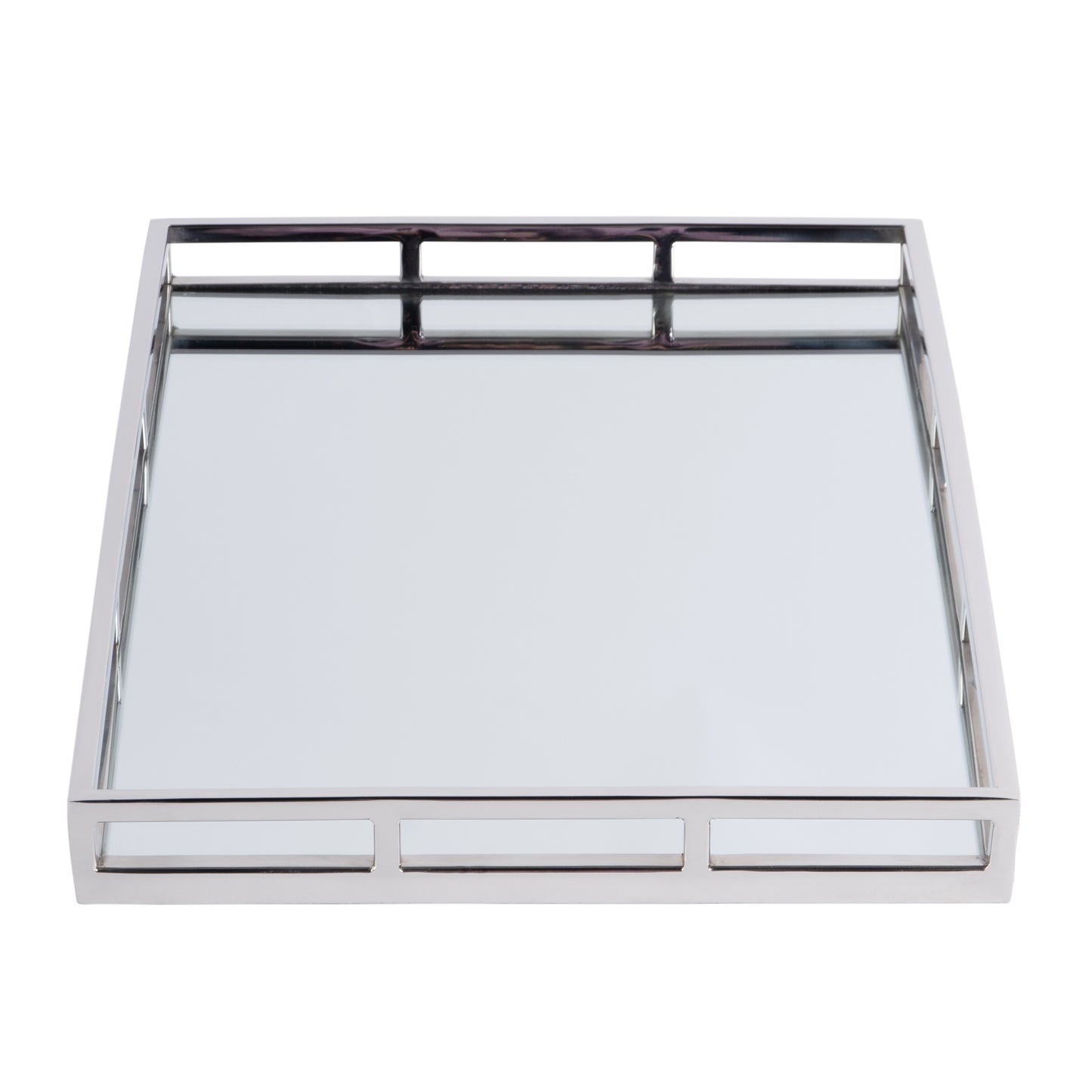 Butler Specialty Company Winona 22 in. W Rectangular Metal and Mirrored Glass Serving Tray, Silver
