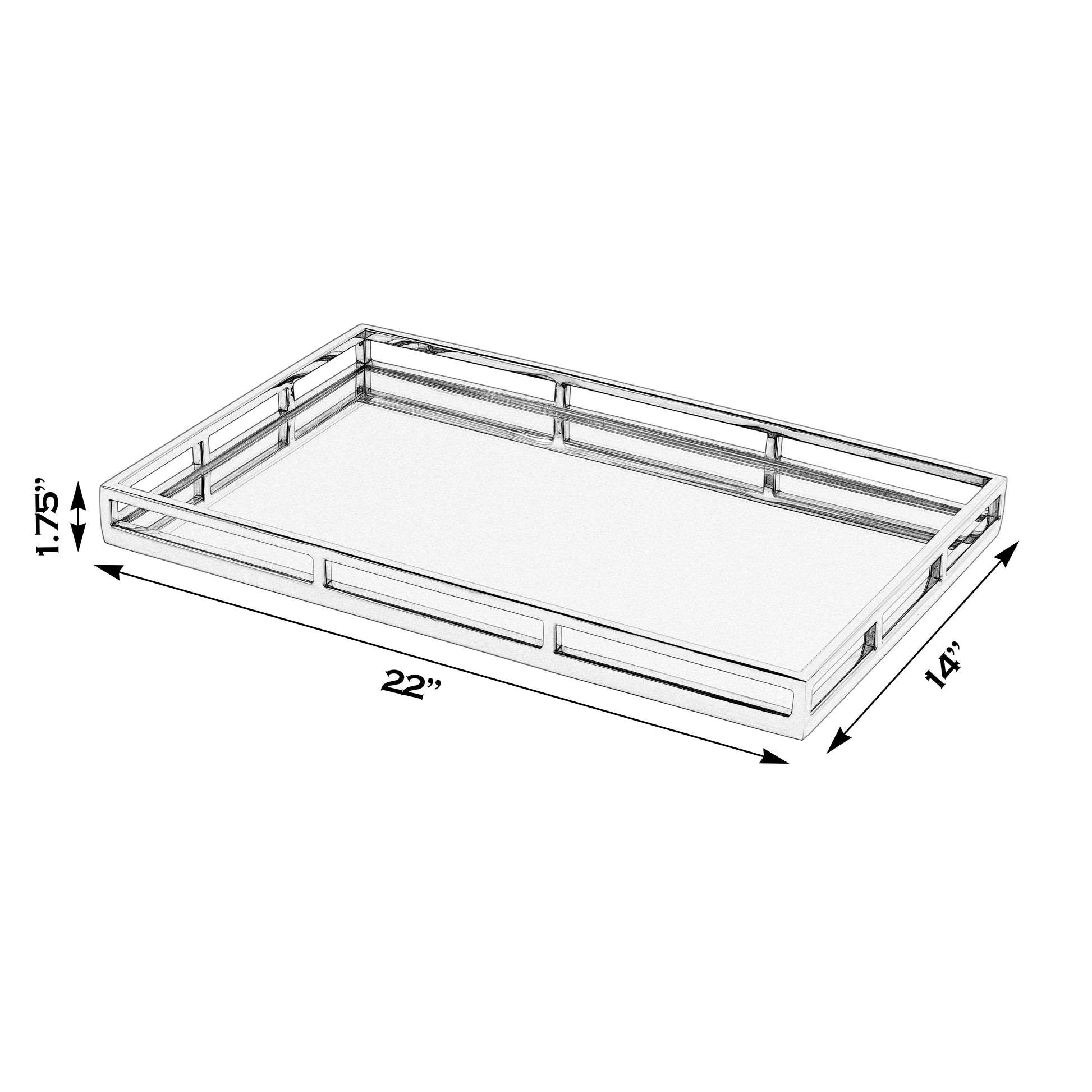 Butler Specialty Company Winona 22 in. W Rectangular Metal and Mirrored Glass Serving Tray, Silver
