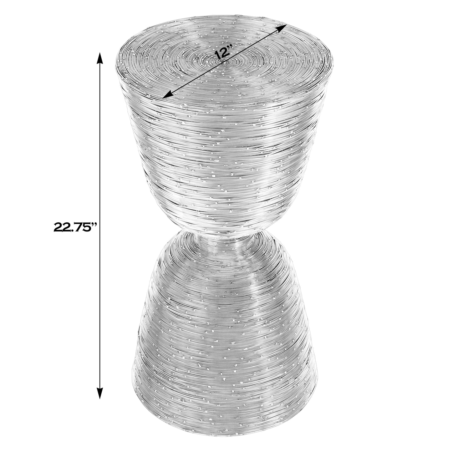 Butler Specialty Company Angelo 12 in. Wide Hourglass Drum Shaped Metal End Table, Silver