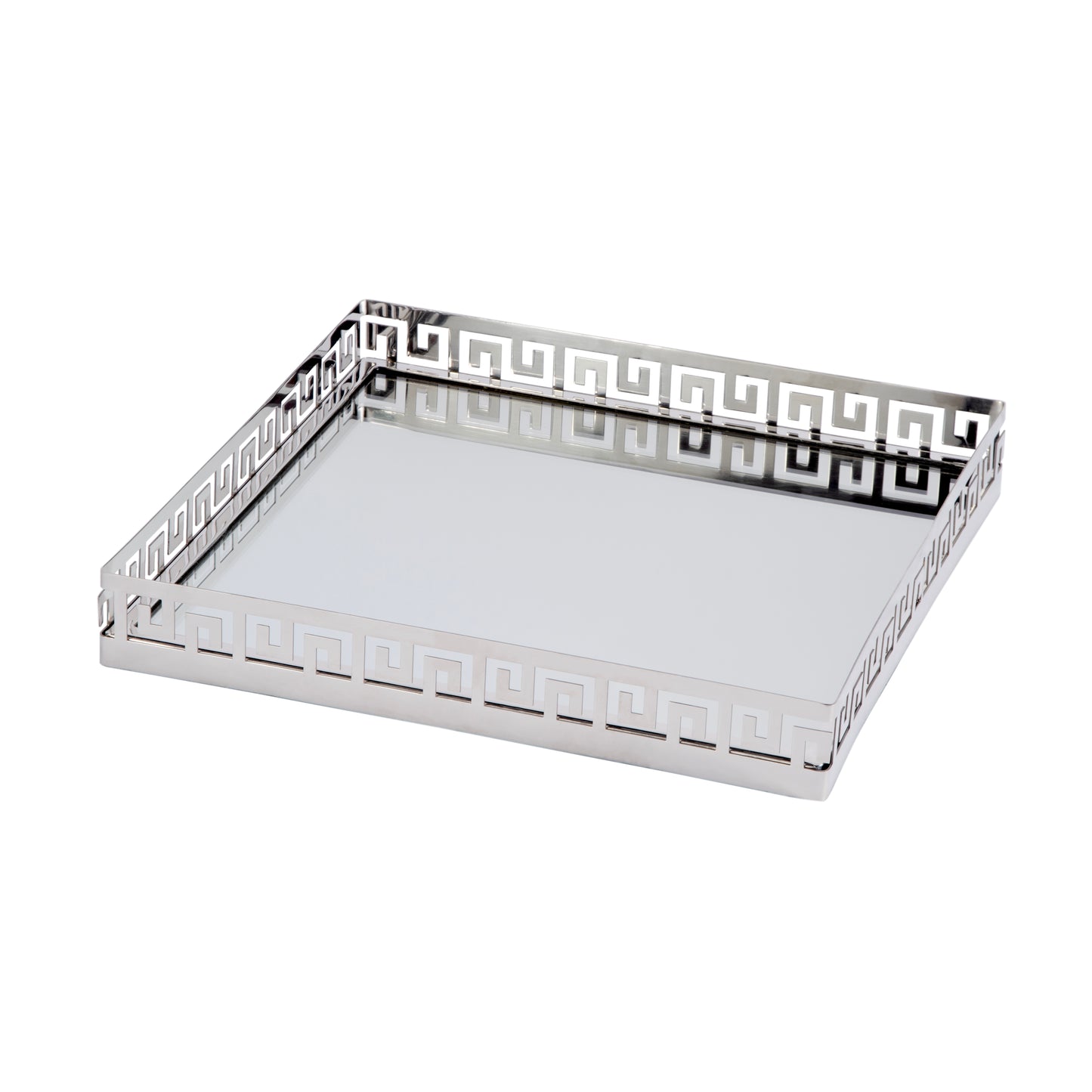 Butler Specialty Company Cleo 14 in. W Square Metal and Mirrored Glass Serving Tray, Silver