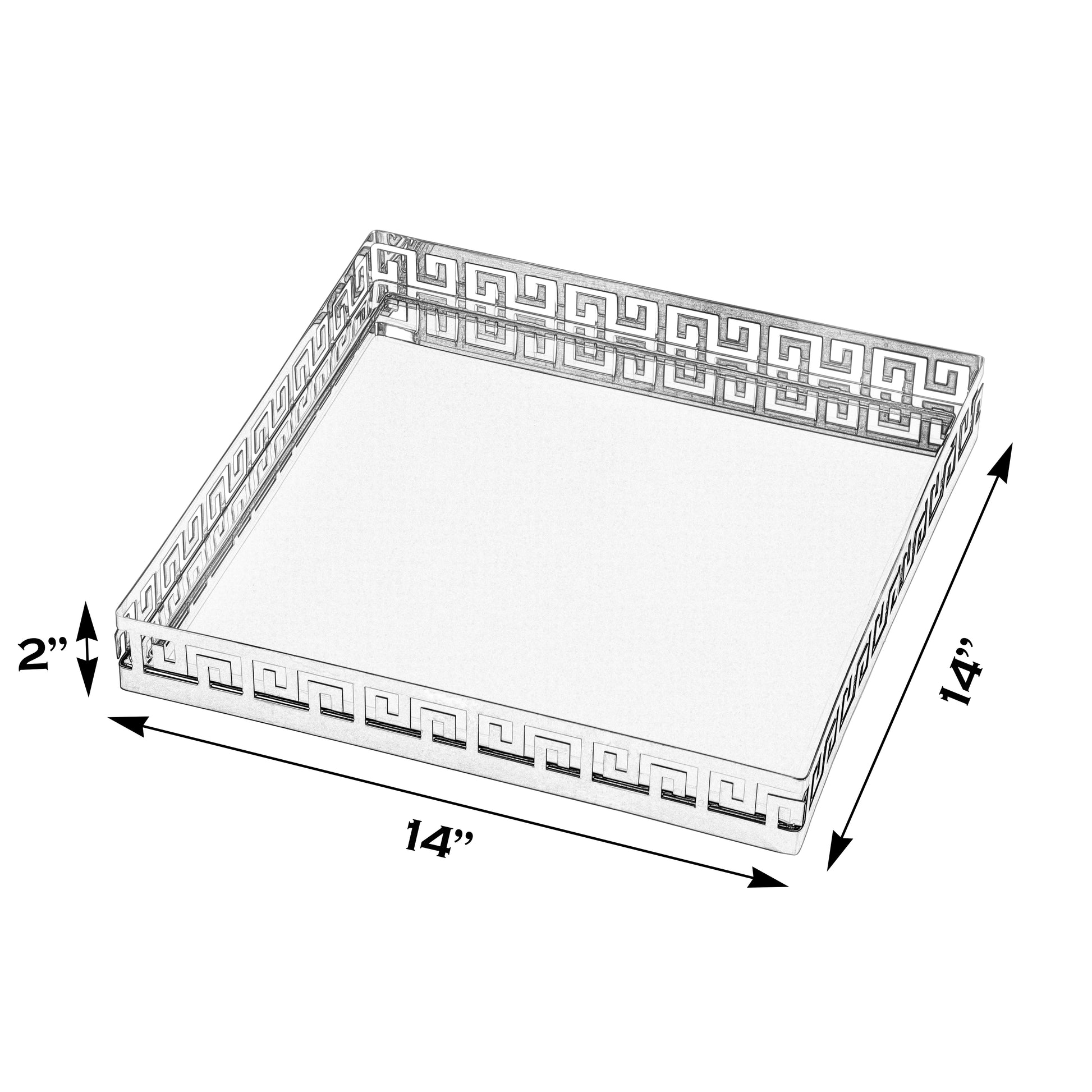 Butler Specialty Company Cleo 14 in. W Square Metal and Mirrored Glass Serving Tray, Silver