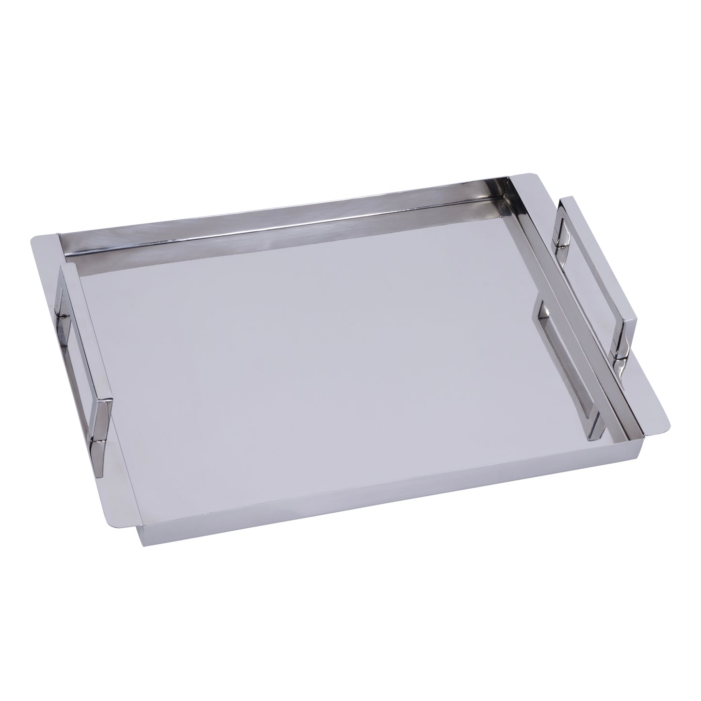 Butler Specialty Company Eva 17.75 in. W Rectangle Metal Serving Tray with Handles, Silver